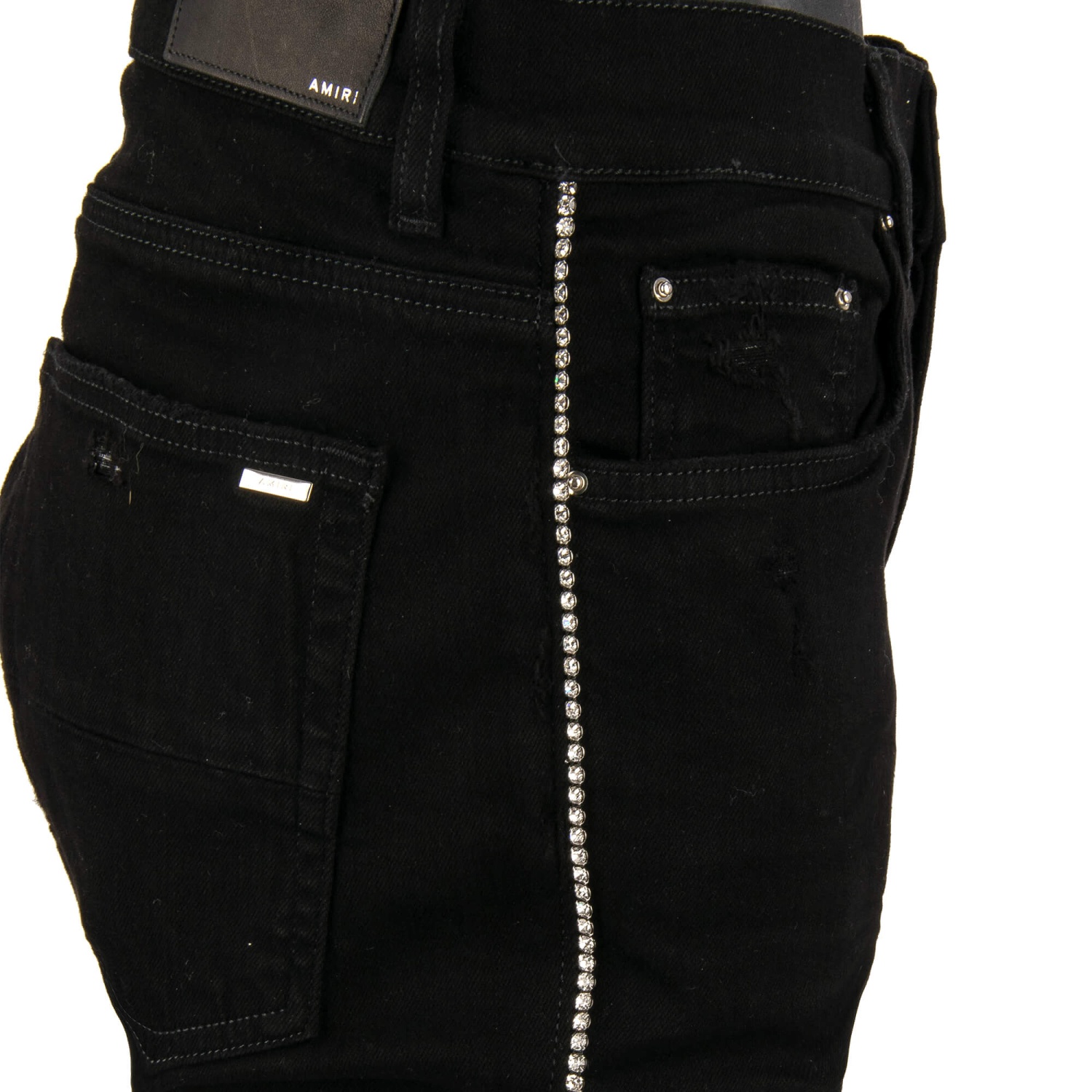 AMIRI Crystal Track Skinny Stretch Jeans Pants with Crystals