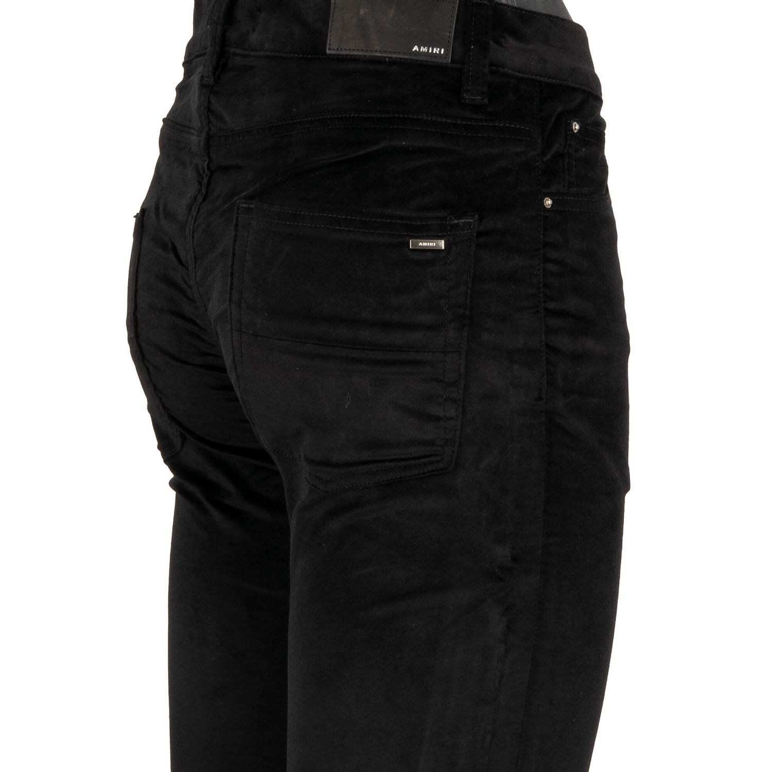 AMIRI Velour Stack Skinny Jeans Pants with Logo Black | eBay