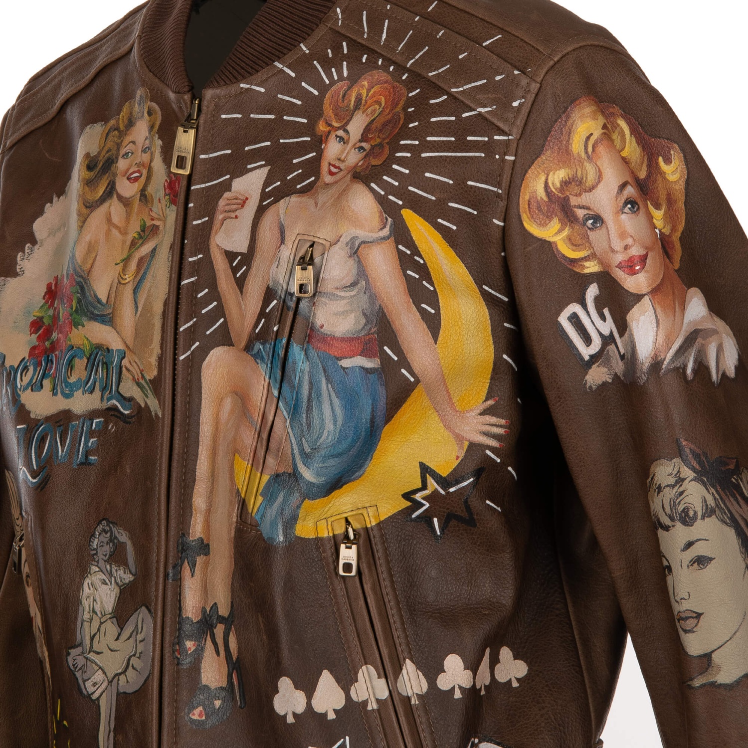 DOLCE & GABBANA Giacca In Pelle Dipinta A Mano Con Pin-Up DOLCE & GABBANA Giacca In Pelle Dipinta A Mano Con Pin-Up