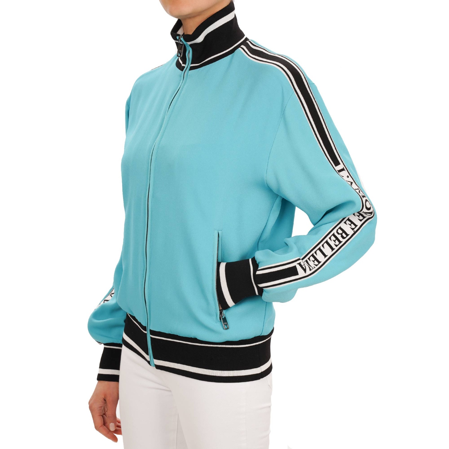 DOLCE & GABBANA Amore Bellezza Turtleneck Bomber Sweatshirt Jacket