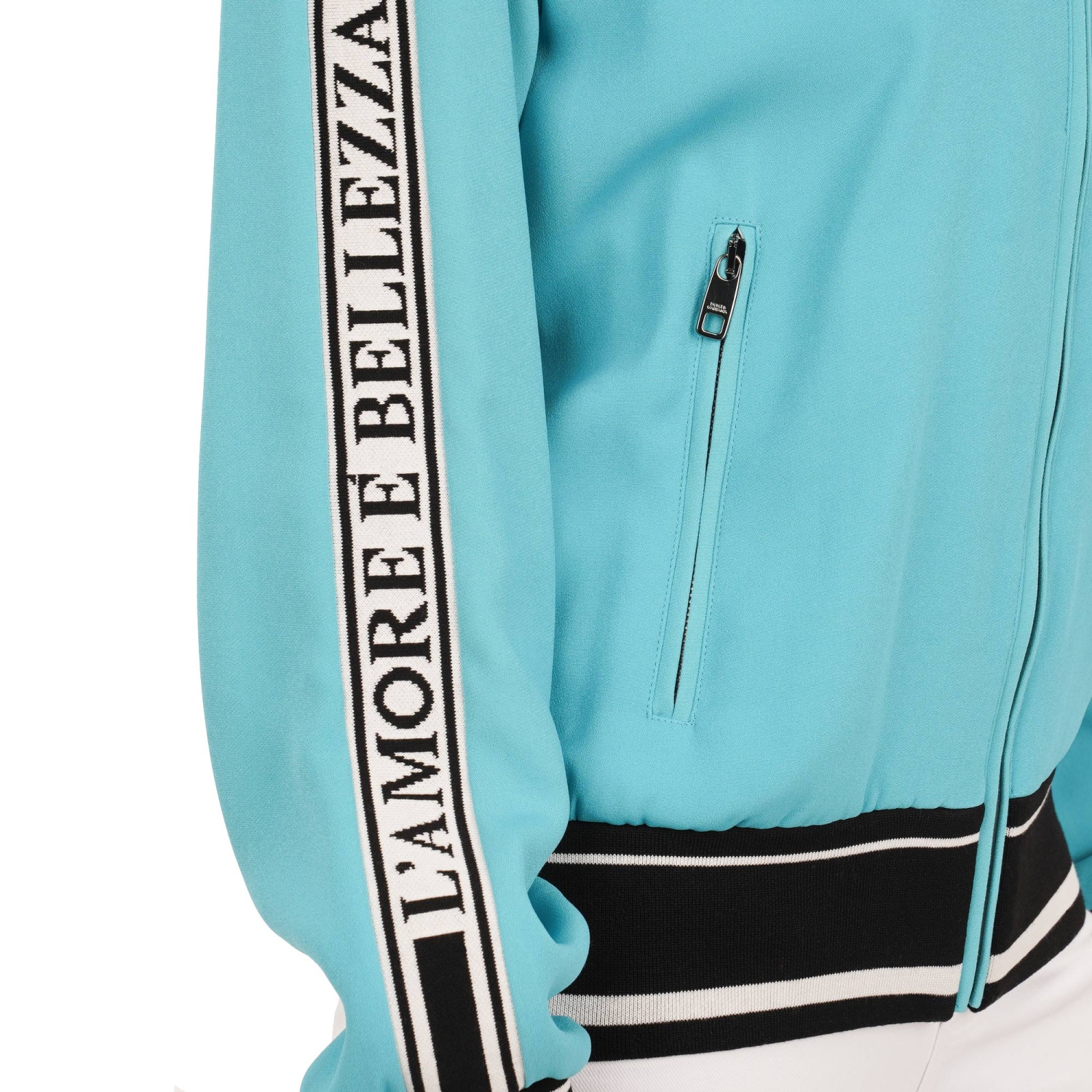 DOLCE & GABBANA Amore Bellezza Turtleneck Bomber Sweatshirt Jacket