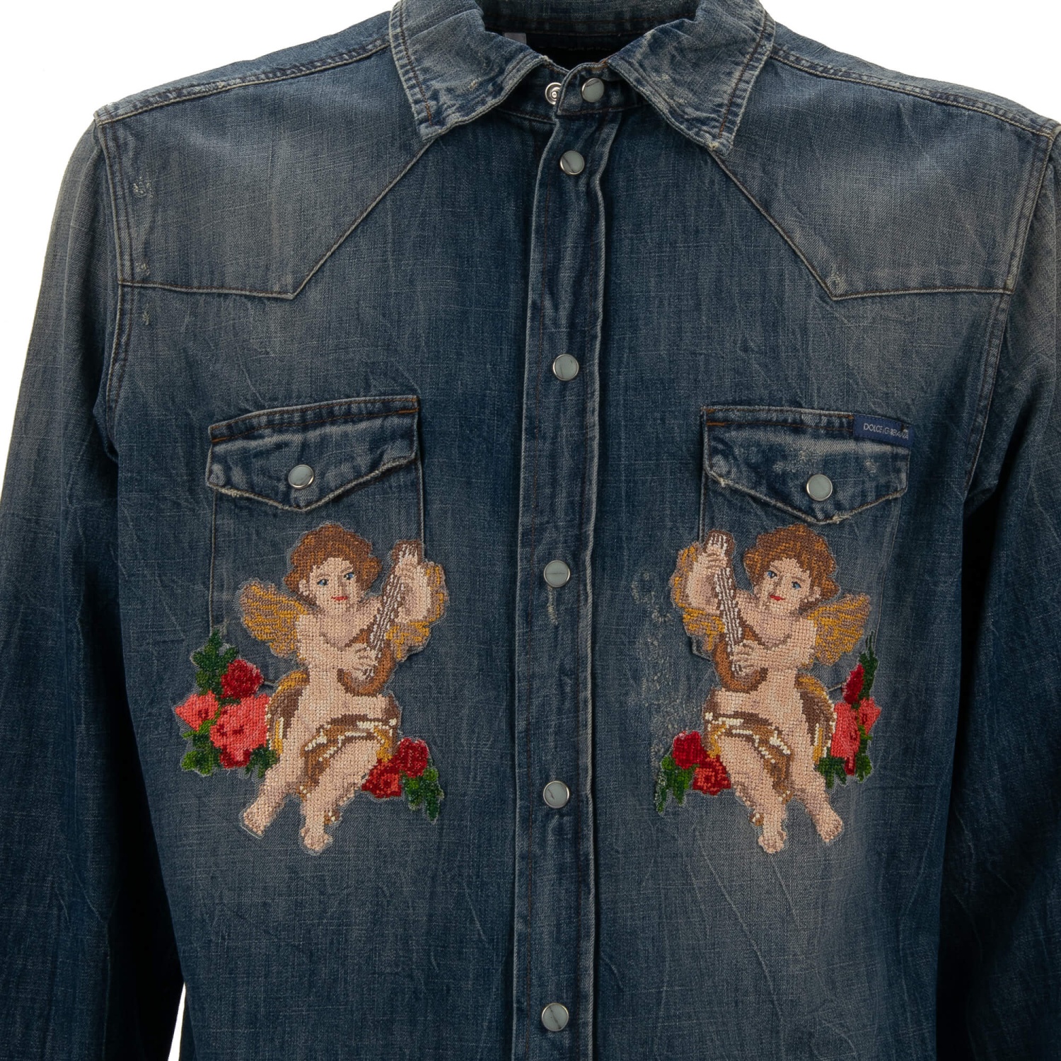 dolce gabbana blue dress with rose Dolce & Gabbana Rose-Embroidery Sheath Dress main image 0