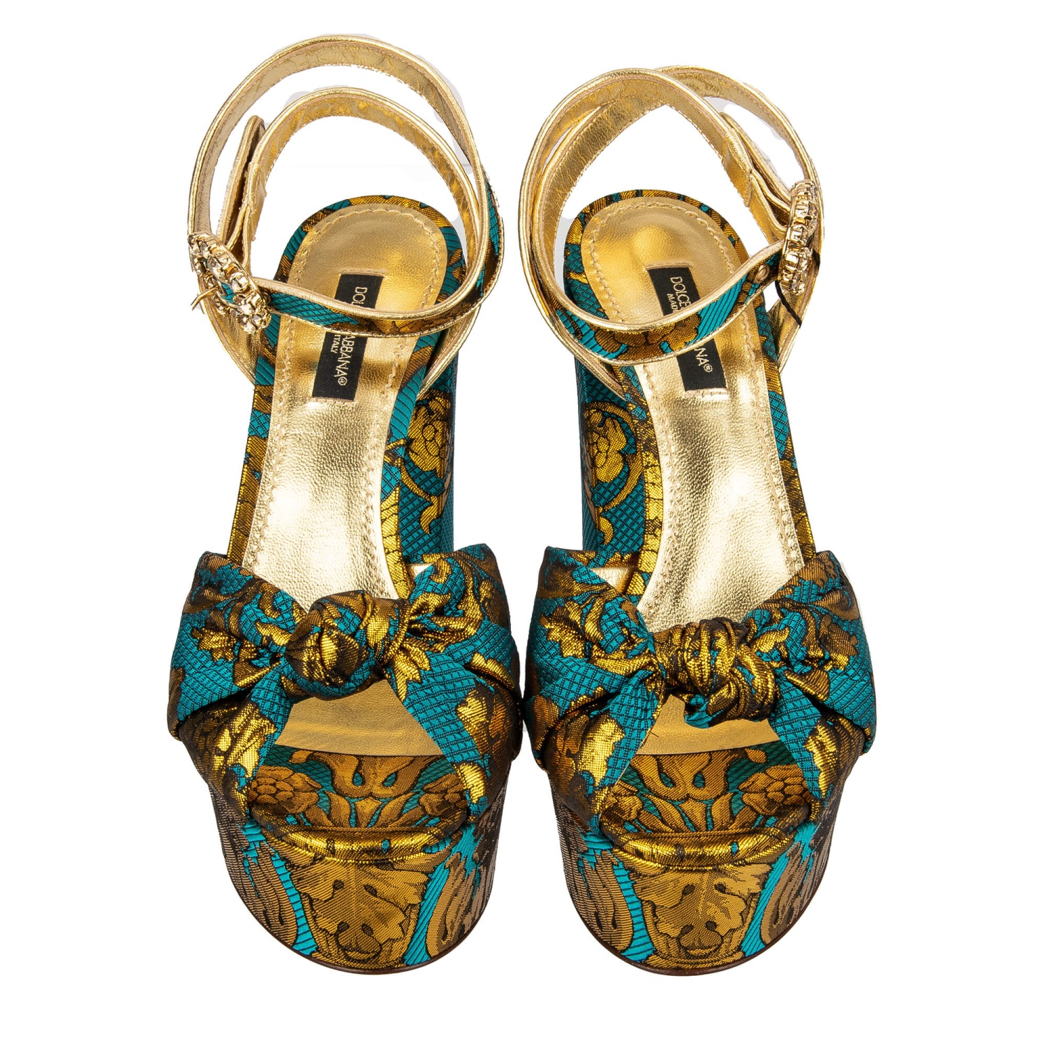 新作*DOLCE&GABBANA* Kiera クリスタル&ブロケードミュール 花柄 DOLCE & GABBANA Rose Crystal Raffia Platform Sandals Pumps