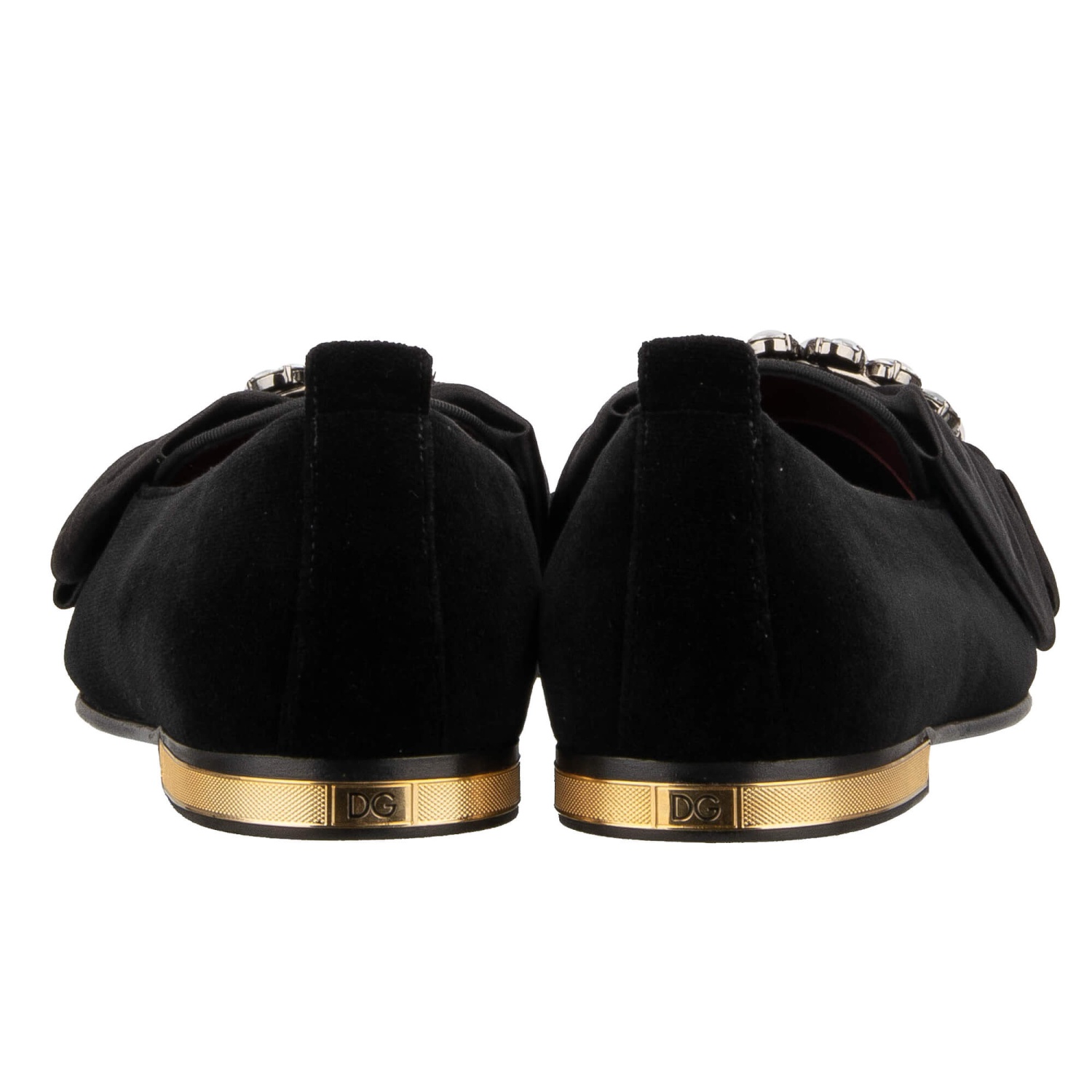 DOLCE & GABBANA Baroque Crystal Ribbon Velvet Loafer Shoes  display picture 3