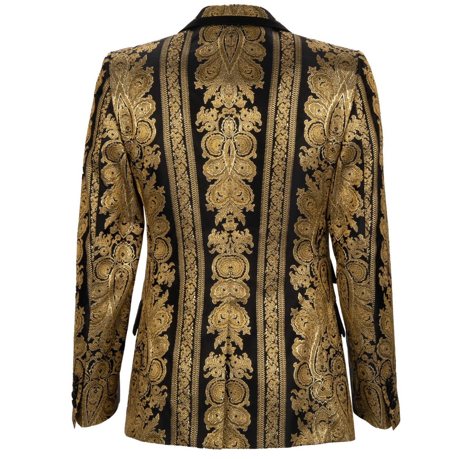 DOLCE & GABBANA Baroque Jacquard Blazer Tuxedo Jacket Gold