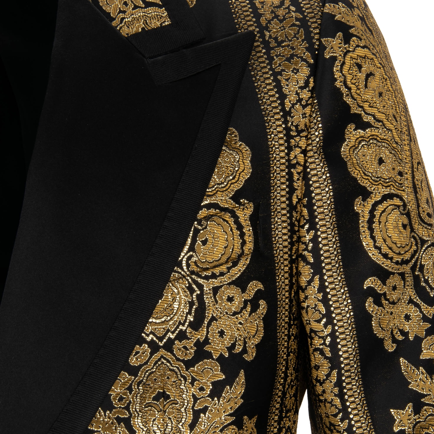 DOLCE & GABBANA Baroque Jacquard Blazer Tuxedo Jacket Gold