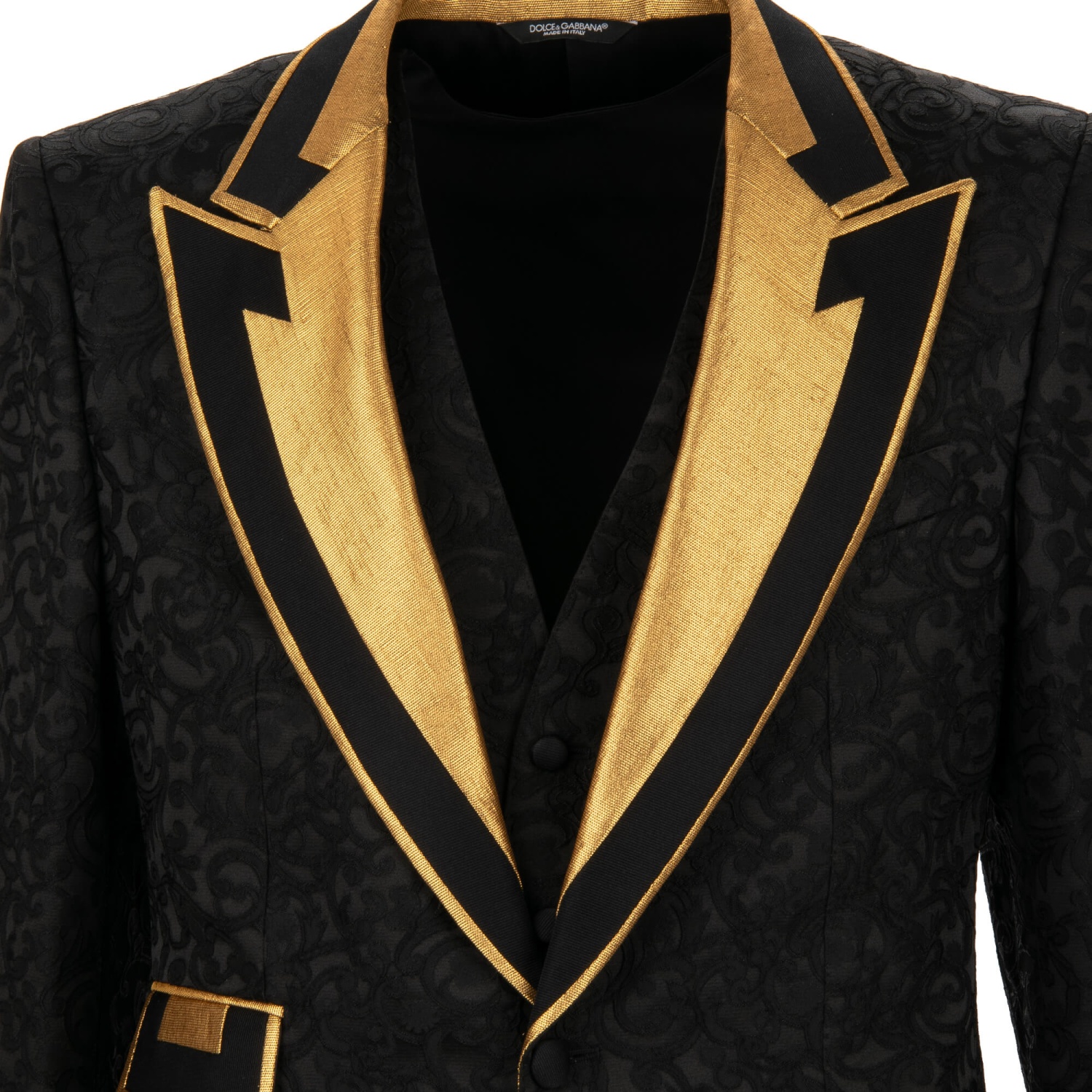 DOLCE & GABBANA Baroque Jacquard Tuxedo Blazer Jacket Black