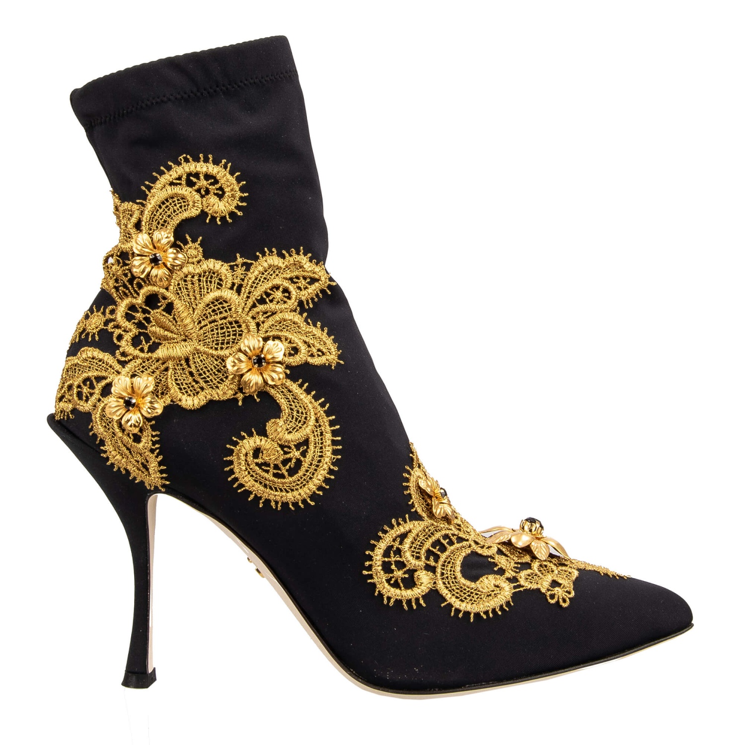 送料無料 ギフト Baroque GABBANA & DOLCE Lace Black Boots Pumps Heels Crystal 靴