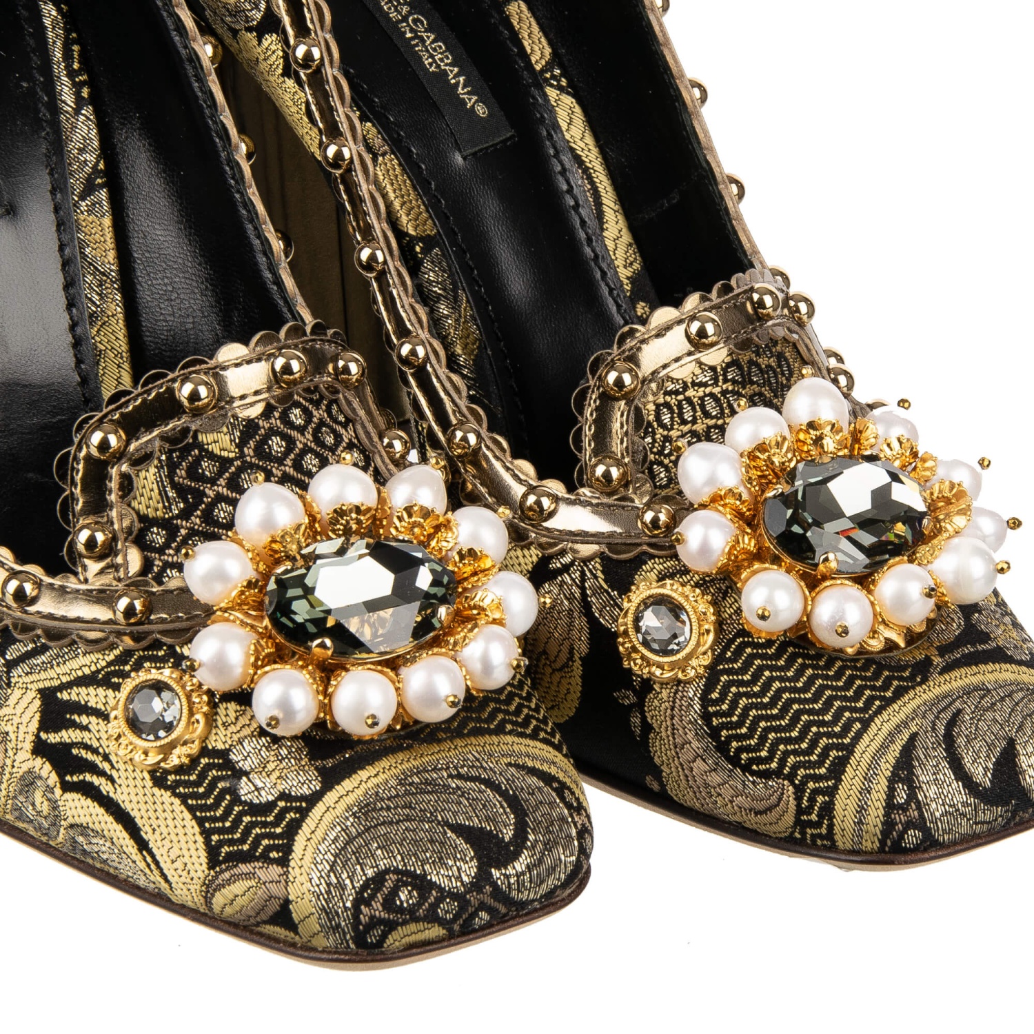 DOLCE & GABBANA Baroque Pumps KEIRA Pearls Crystals Gold