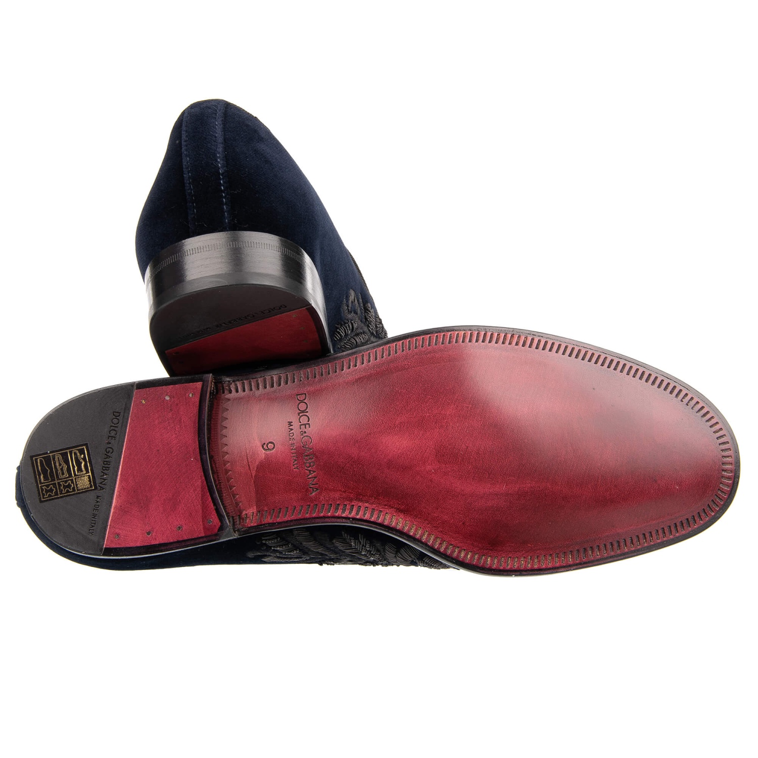 DOLCE & GABBANA Baroque Velvet Loafer Shoes MILANO Black