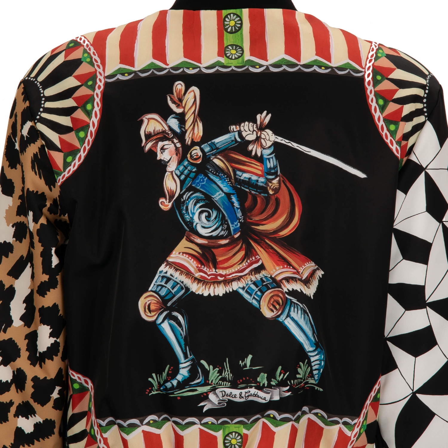 DOLCE & GABBANA Carretto Majolica Leopard Puffer Bomber