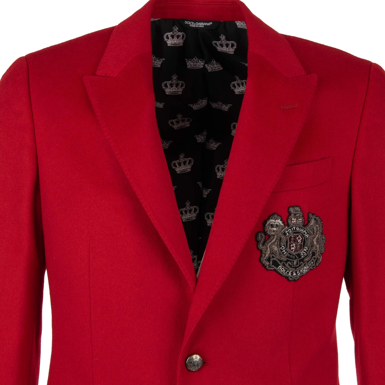 DOLCE & GABBANA Lion Logo Coat of Arms Cashmere Blazer Jacket Red