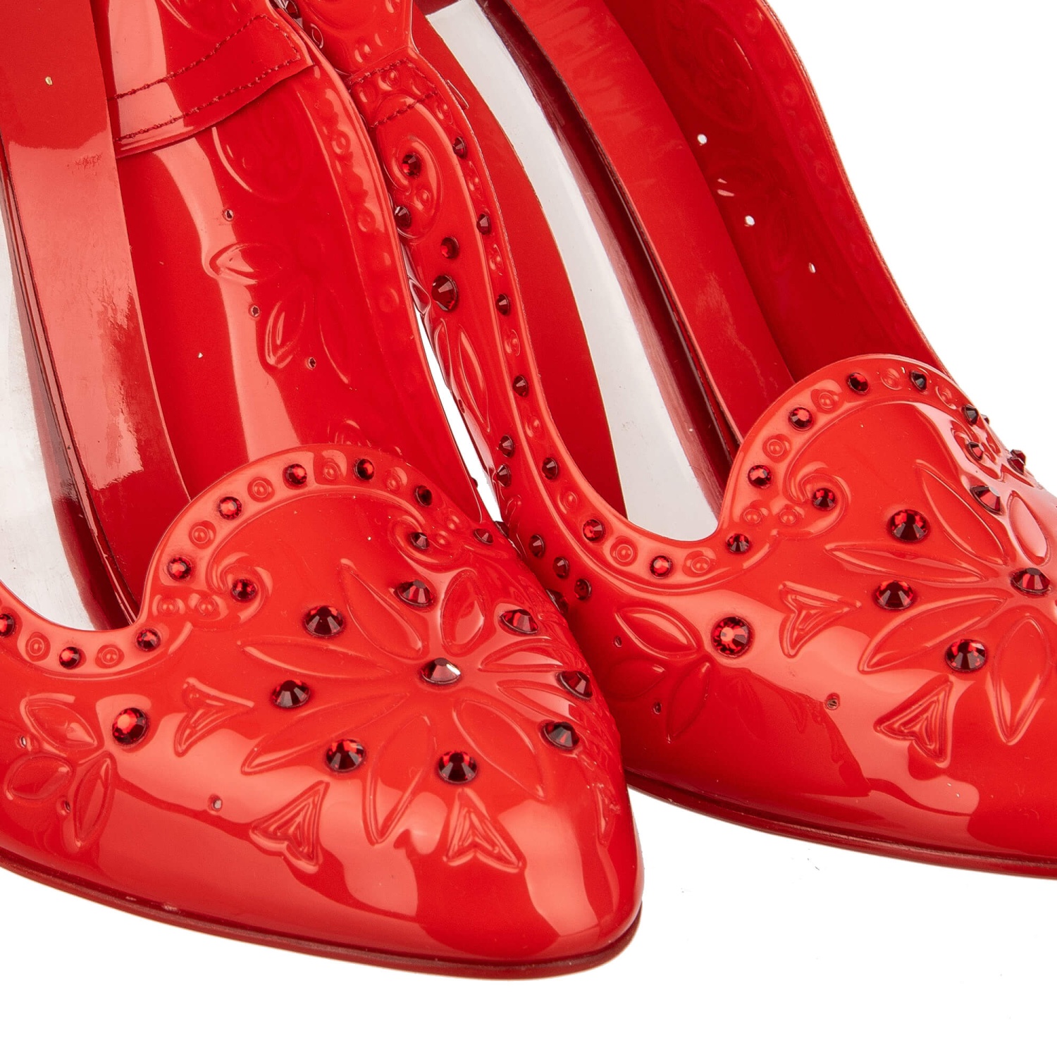 DOLCE & GABBANA Cinderella PVC Crystal Pumps Heels Red 39 9 09479