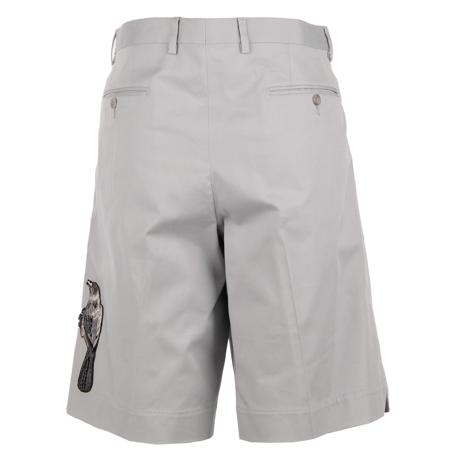 Dolce & Gabbana Cotton Chino Shorts Birds Embroidery Grey 56