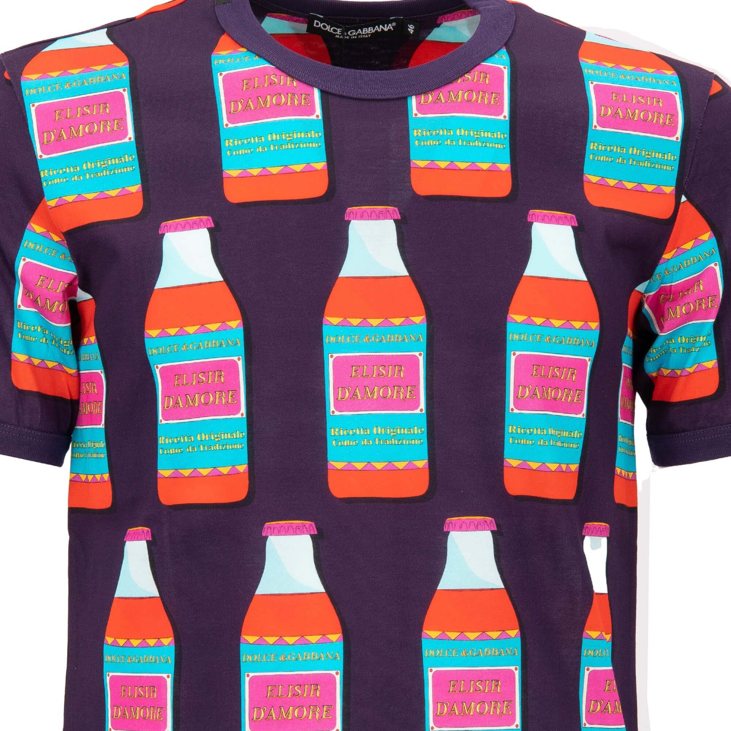 Dolce & Gabbana T-Shirt Amore Elisir Il Amore Bottiglia Stampa
