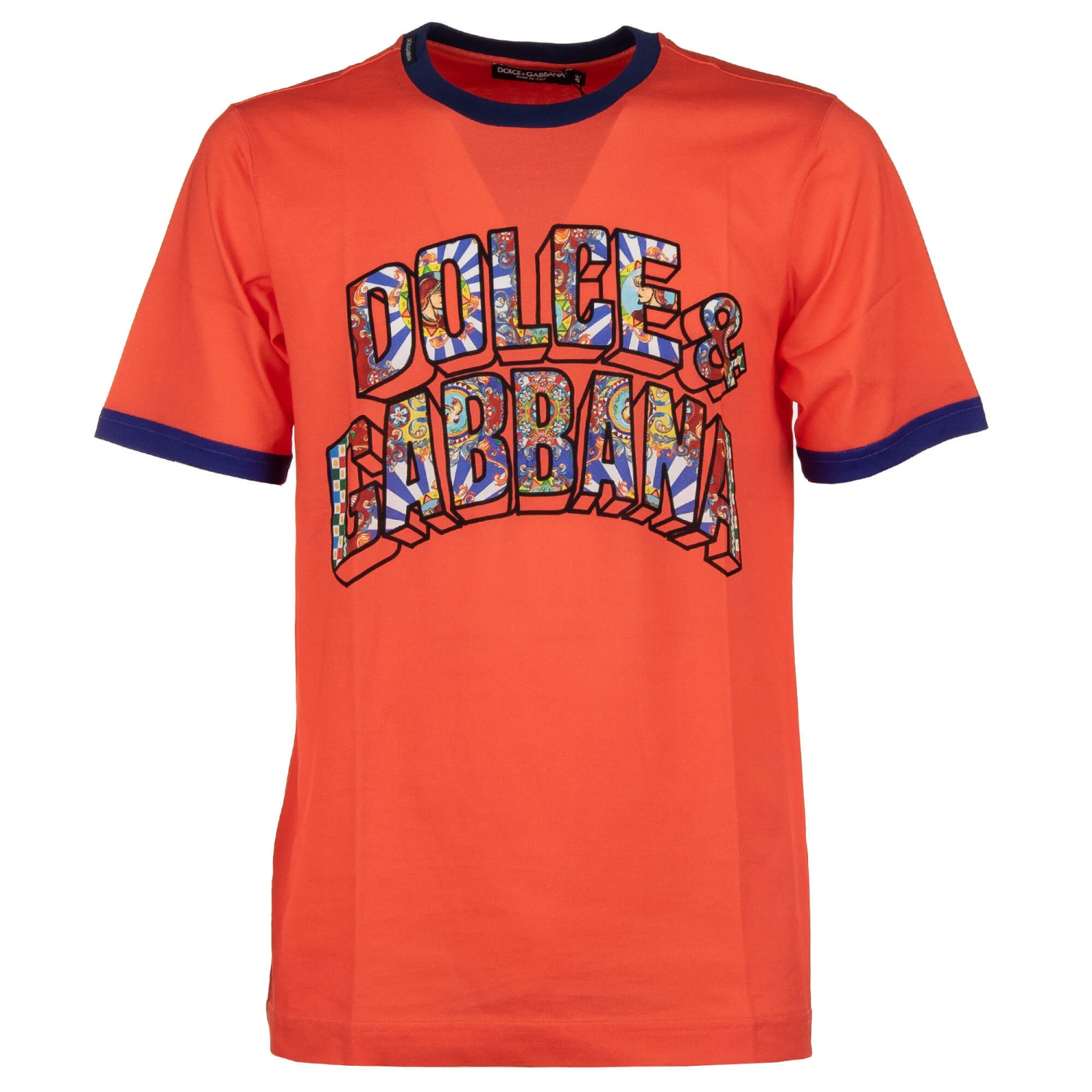 DOLCE & GABBANA Cotton T-Shirt with Carretto Siciliano Logo Print