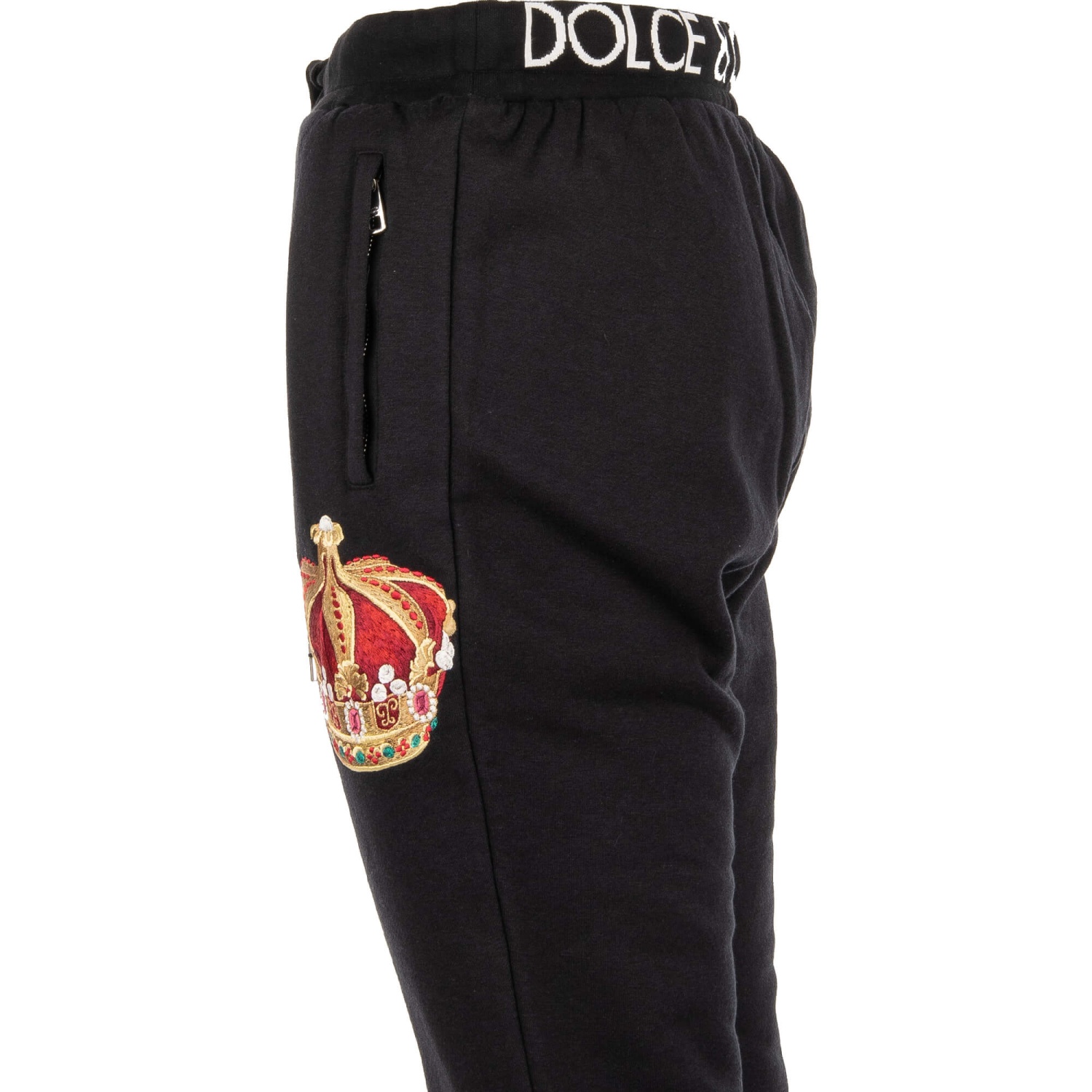 DOLCE & GABBANA Cotton Track Jogging Pants Embroidered Crown