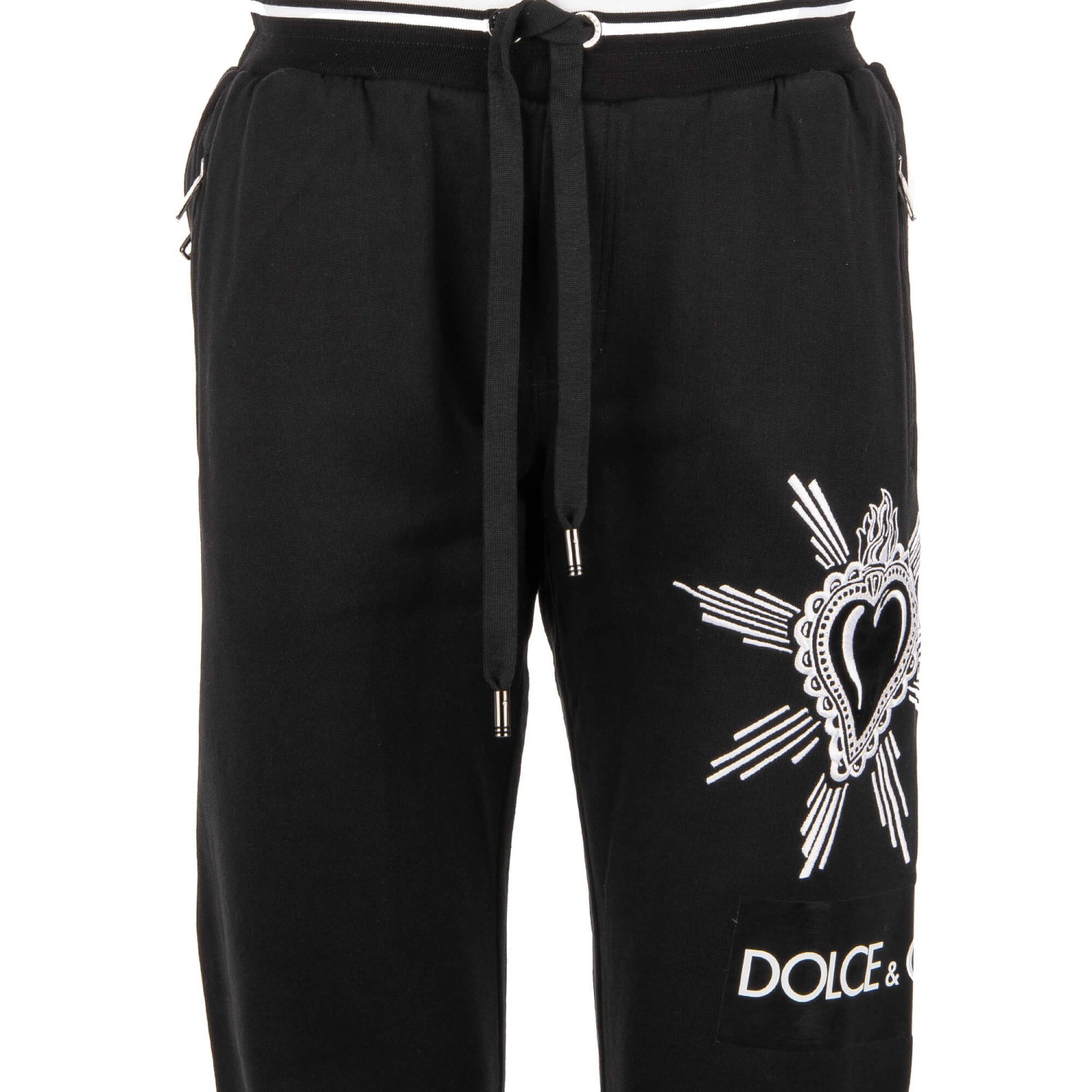 DOLCE & GABBANA Cotton Track Jogging Pants with Sacred Heart