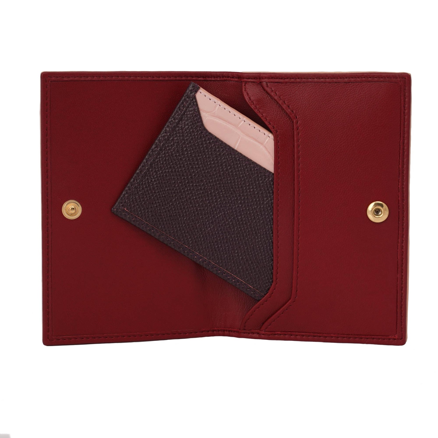 【関税&送料込】Dolce & Gabbana Wallets Bordeaux DOLCE & GABBANA Crocodile Leather Cards Etui Wallet DG Logo