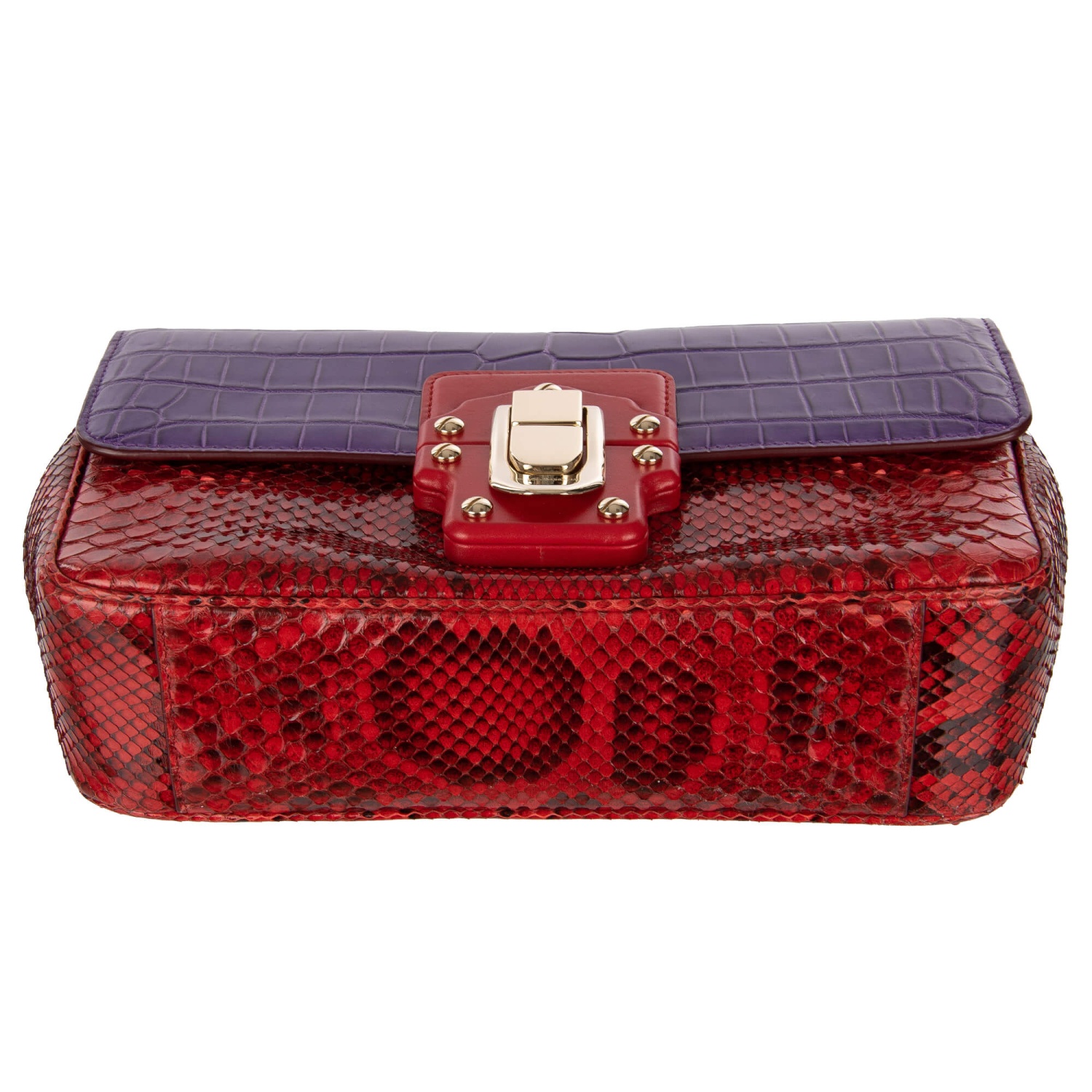 DOLCE GABBANA Krokodil Schlangenleder Tasche LUCIA mit Kette Rot