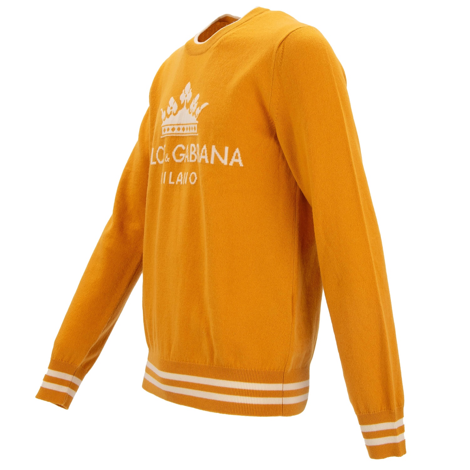 DOLCE & GABBANA Crown DG Logo Cashmere Sweater Sweatshirt Yellow