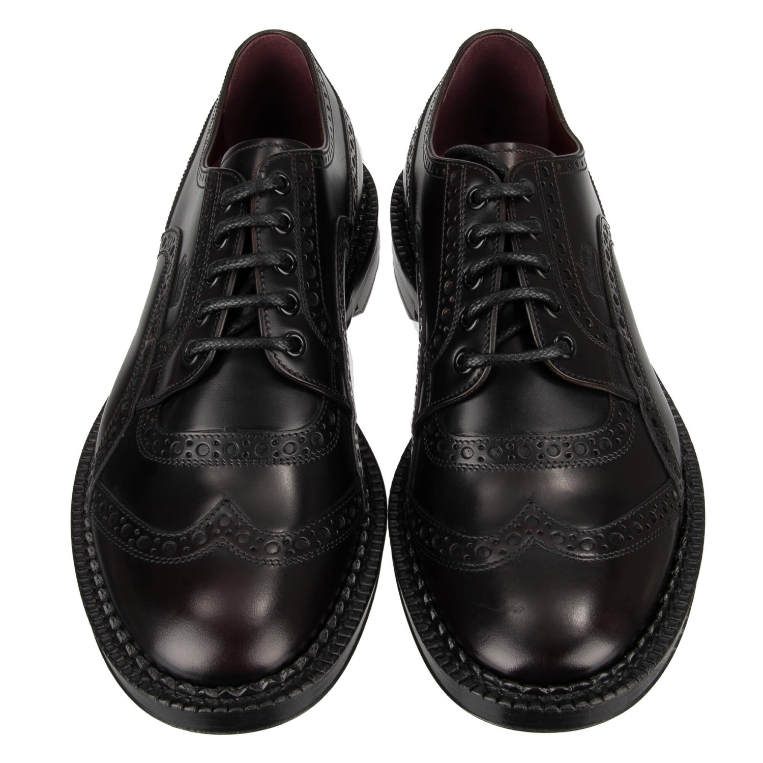 DOLCE & GABBANA Crown Leather London Derby Shoes MARSALA