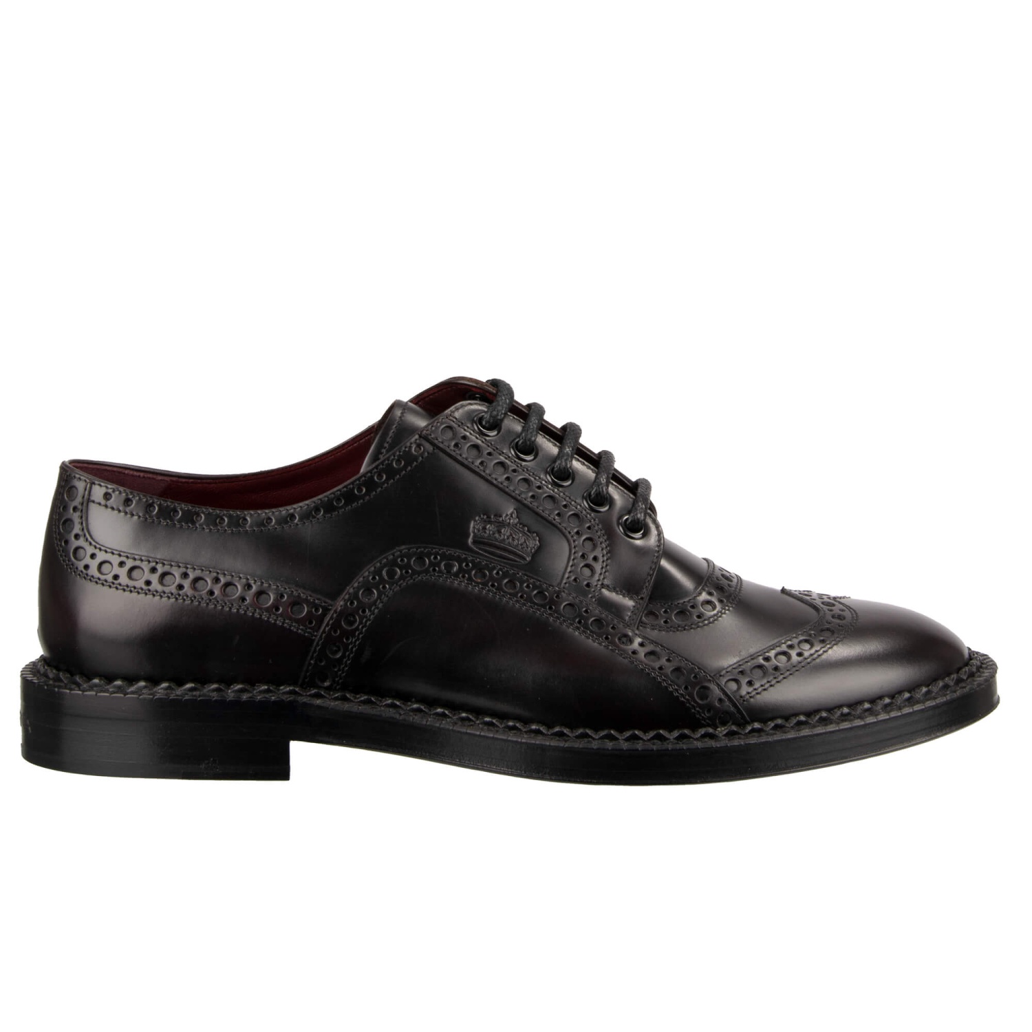 DOLCE & GABBANA Crown Leather London Derby Shoes MARSALA