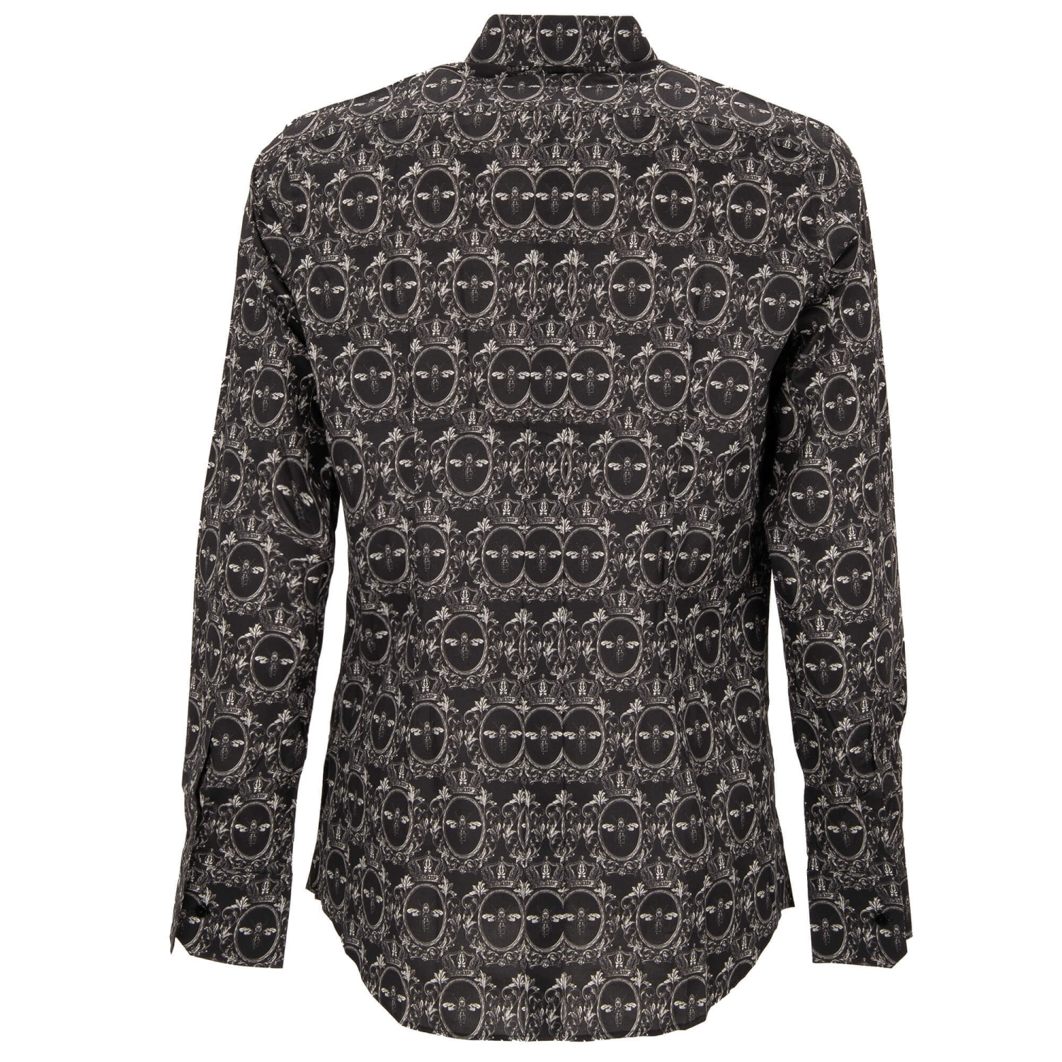 DOLCE & GABBANA Crown Napoleon Bee Cotton Shirt GOLD Black Gray