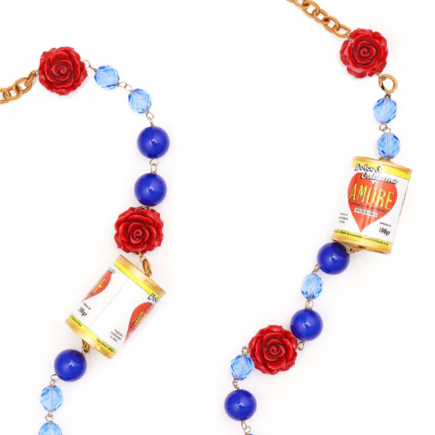DOLCE & GABBANA Crystal Amore Heart Can Rose Chain Necklace