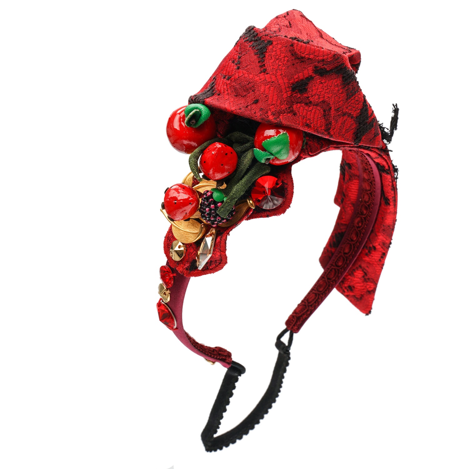 DOLCE & GABBANA Crystal Berry Jacquard Hairband Headband  display picture 2
