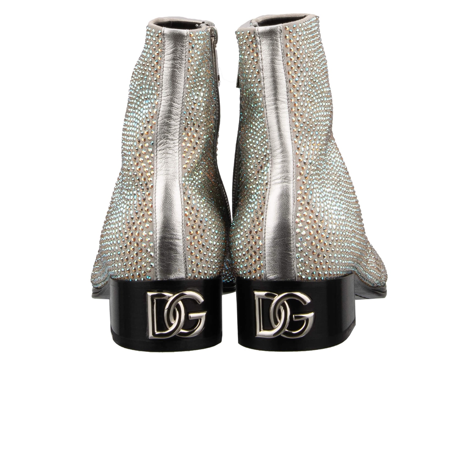 DOLCE & GABBANA Crystal DG Metal Logo Heels Leather Boots  display picture 1