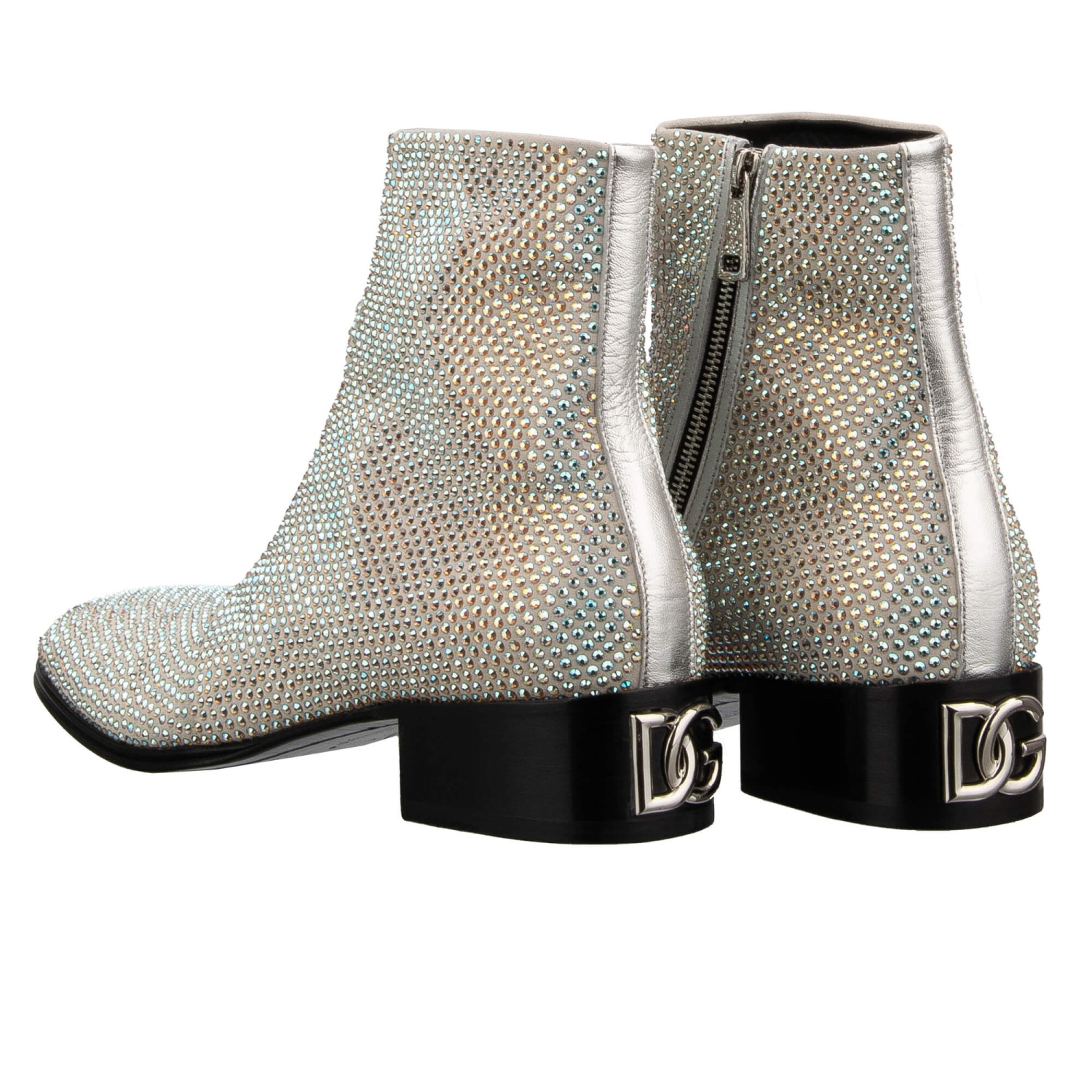 Dolce & Gabbana ARIOSTO Logo Crystal Boots Stiefel Gray  display picture 1