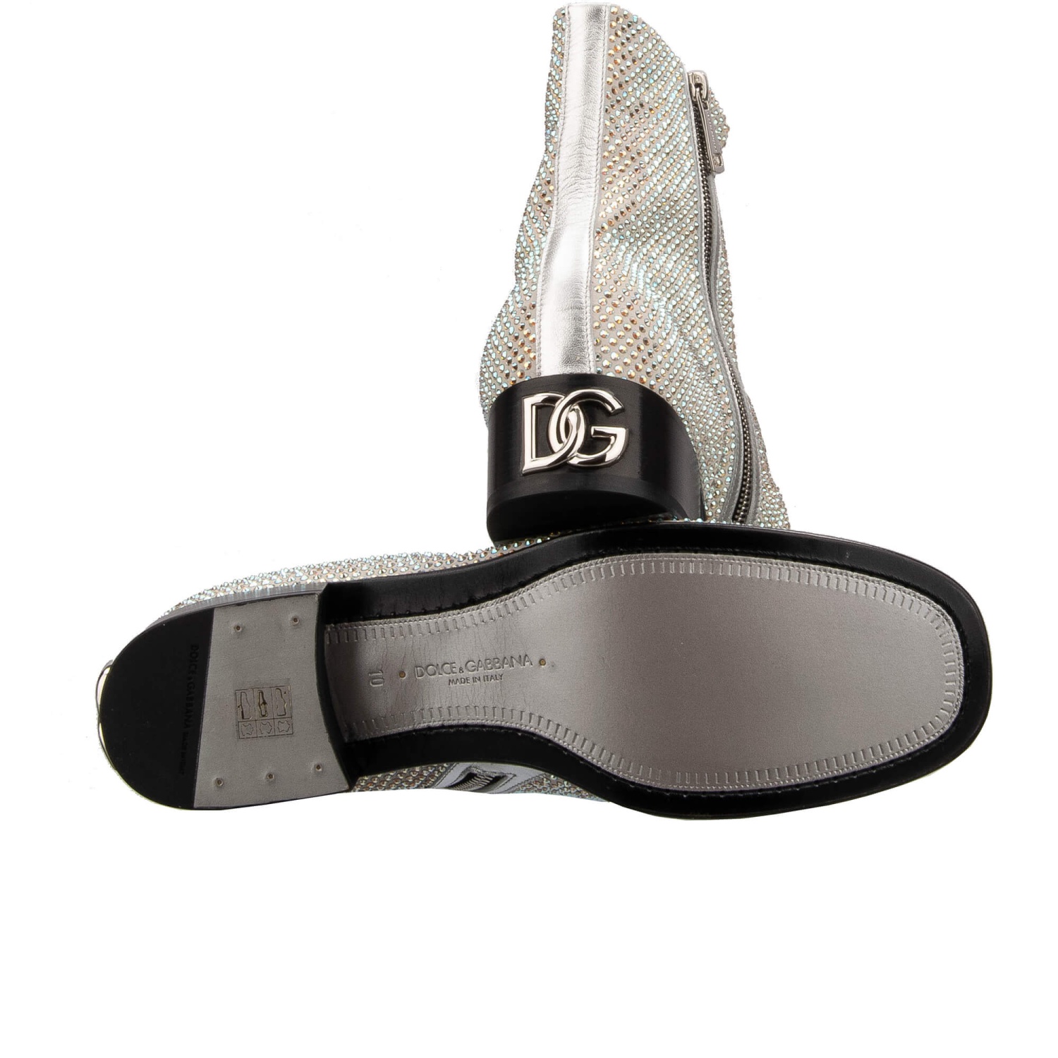 DOLCE & GABBANA Crystal DG Metal Logo Heels Leather Boots Shoes Size 9US Dolce & Gabbana DOLCE & GABBANA Crystal DG Metal Logo Heels  main image 3