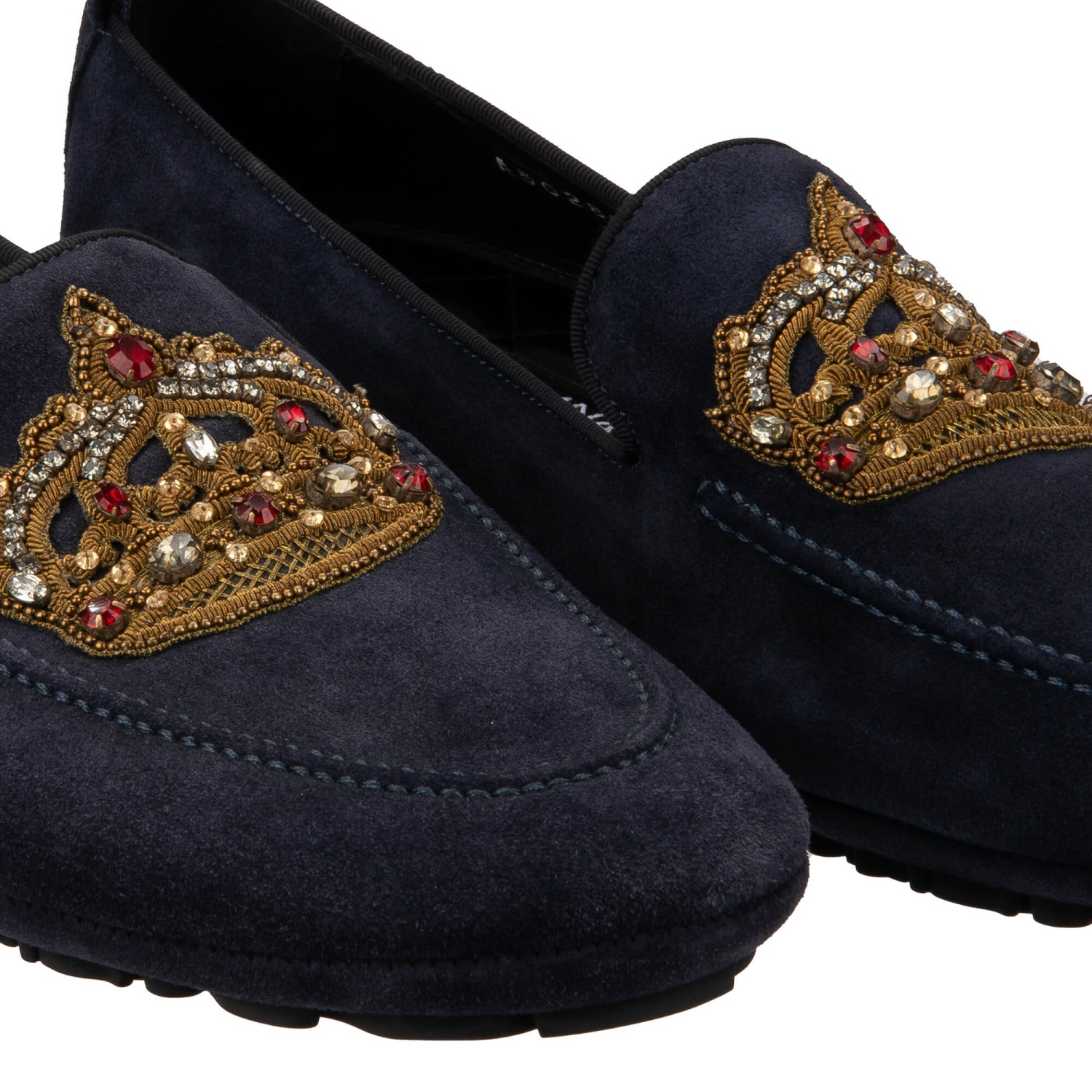 DOLCE & GABBANA Crystal Baroque Crown Leather Loafer Shoes KING DRIVER Black DOLCE & GABBANA Crystal Gold Crown Suede Loafer Shoes KING  main image 2