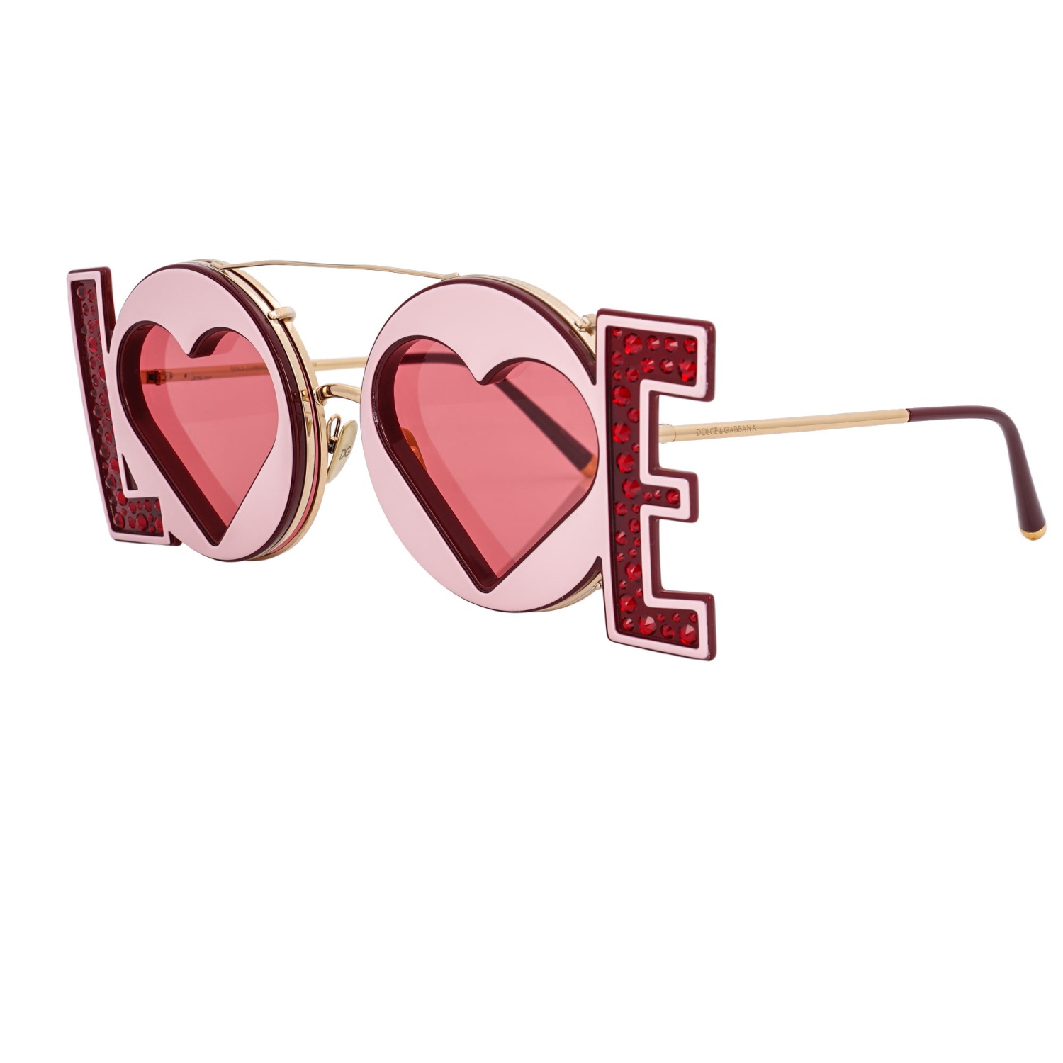 【SALE!ラスト!】DOLCE&GABBANA DG ハートペンダント NEW DOLCE & GABBANA Crystal Heart LOVE Metal Sunglasses DG 2217B