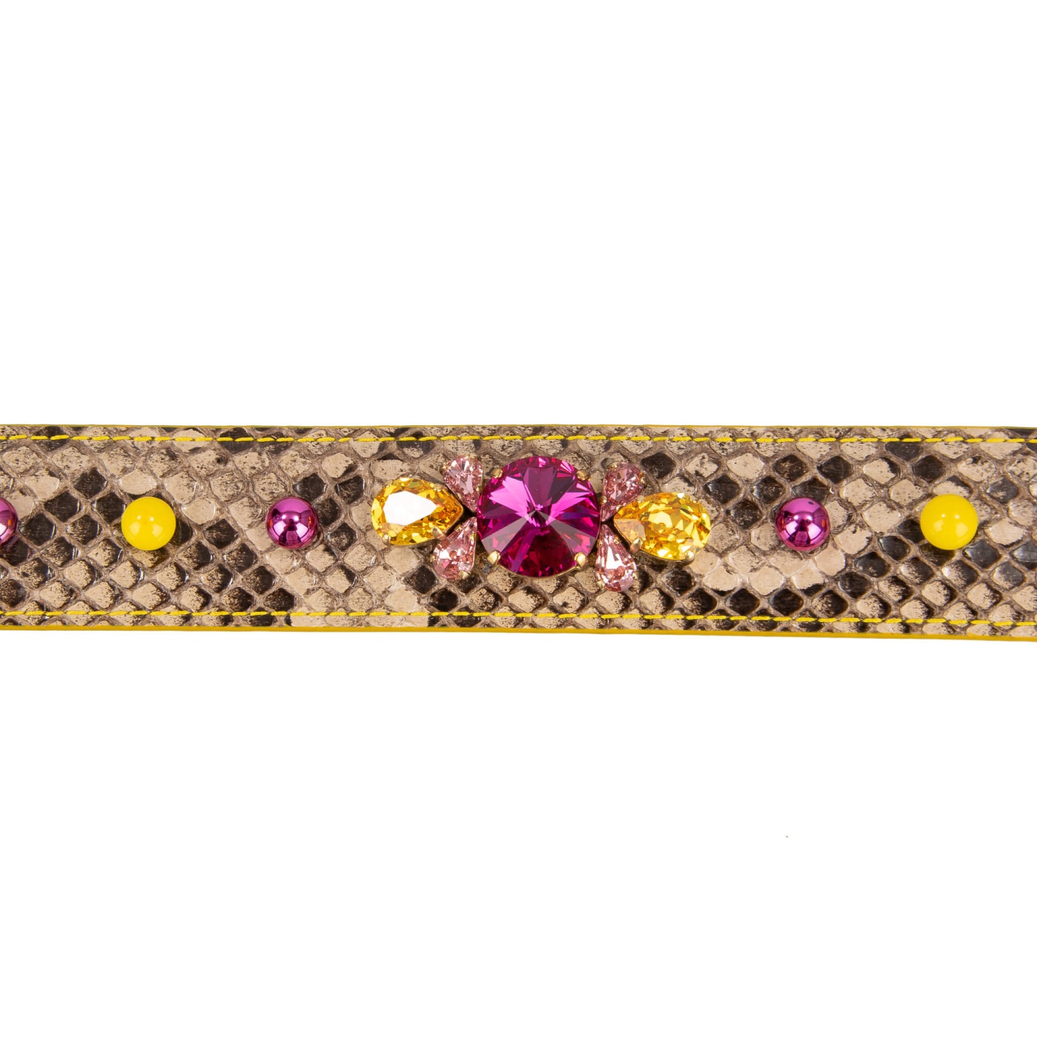 DOLCE & GABBANA Crystal Snake Leather Bag Strap Handle Beige