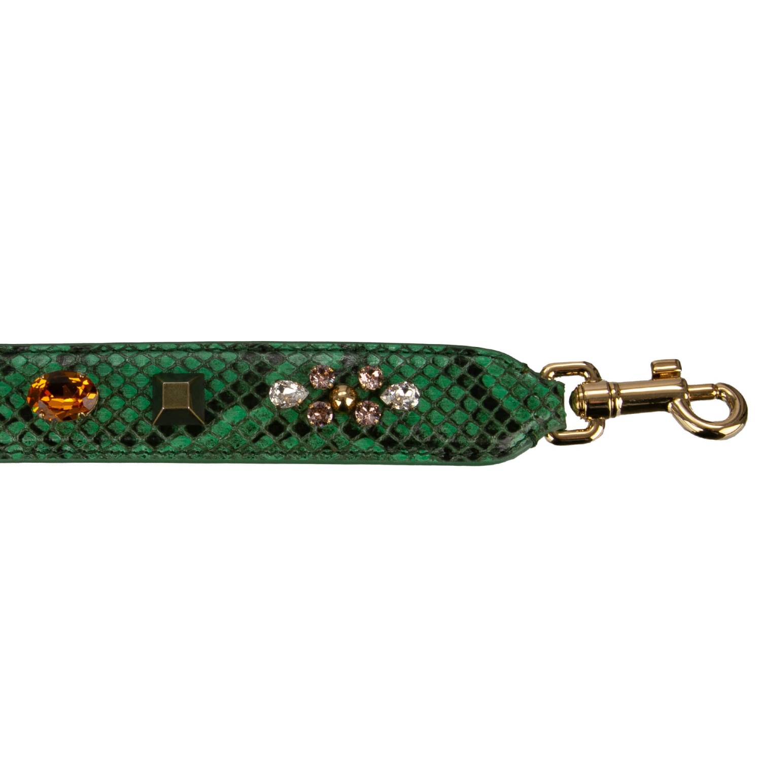 DOLCE & GABBANA Crystal Stud Flower Snake Leather Bag Strap