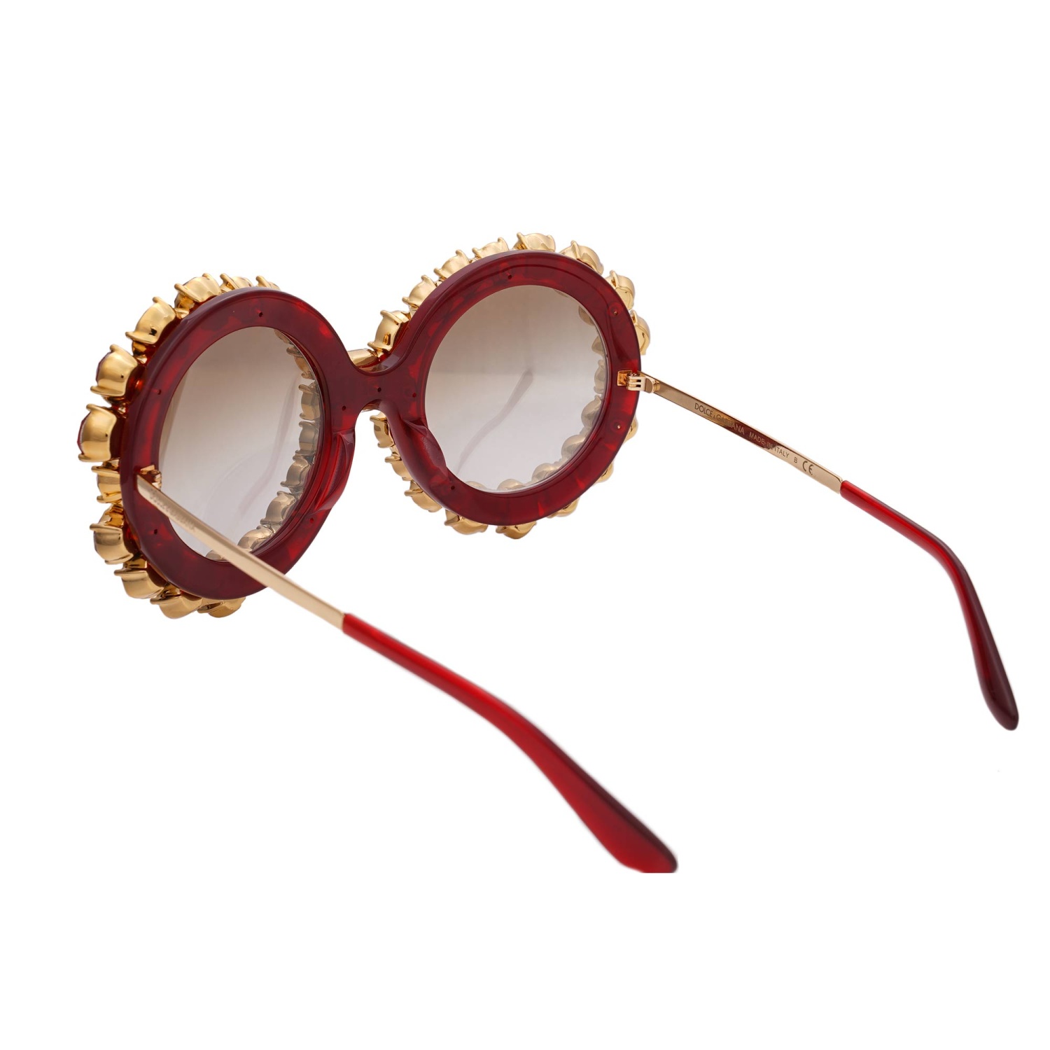 Lunettes De Soleil Oversize Dolce & Gabbana - Edition Limitée Cristaux, Or Et Rouge