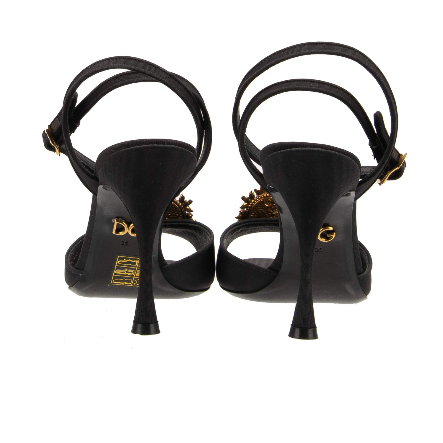 DOLCE & GABBANA DEVOTION Pearl Heart Brooch Sandals Heels