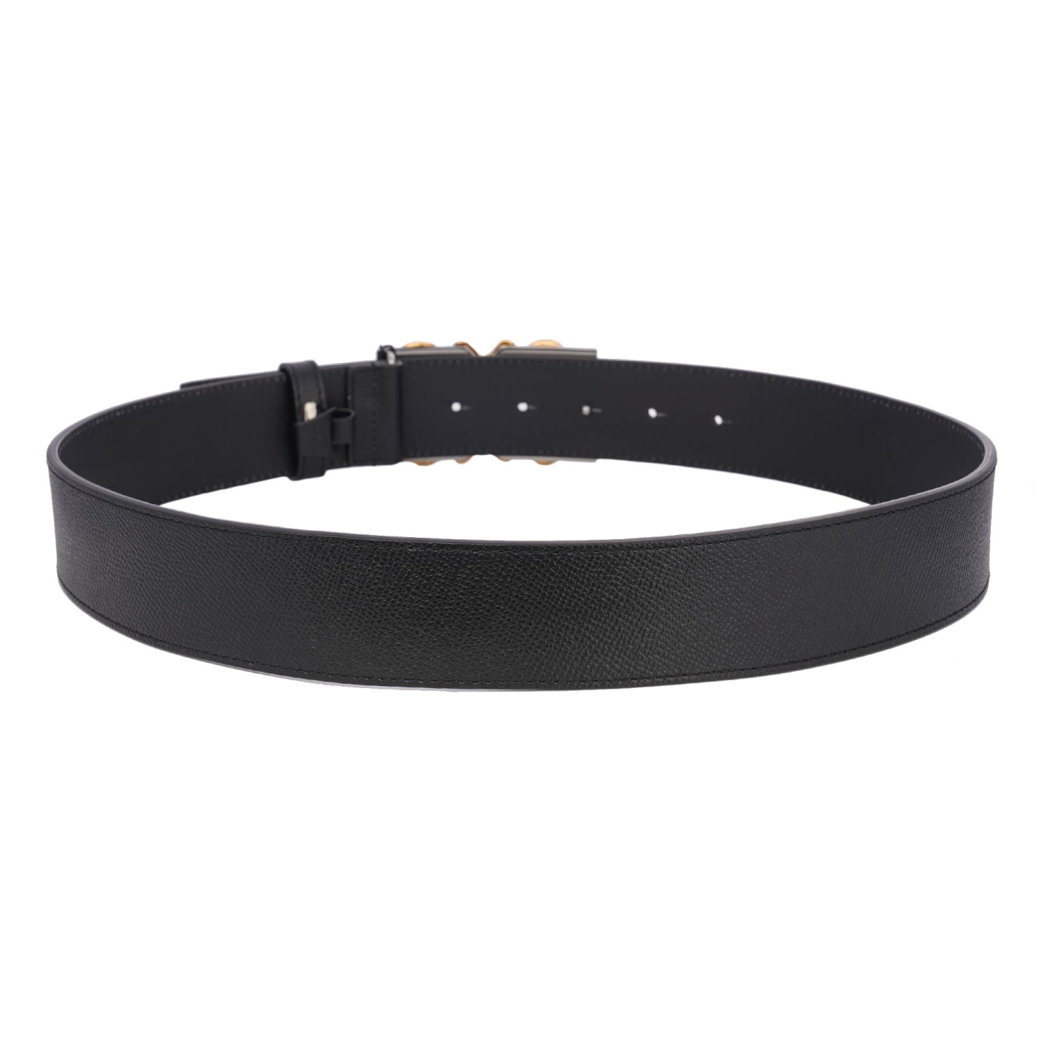 Dolce & Gabbana Dg Baroque Logo Leather Belt Black Gold Silver 85