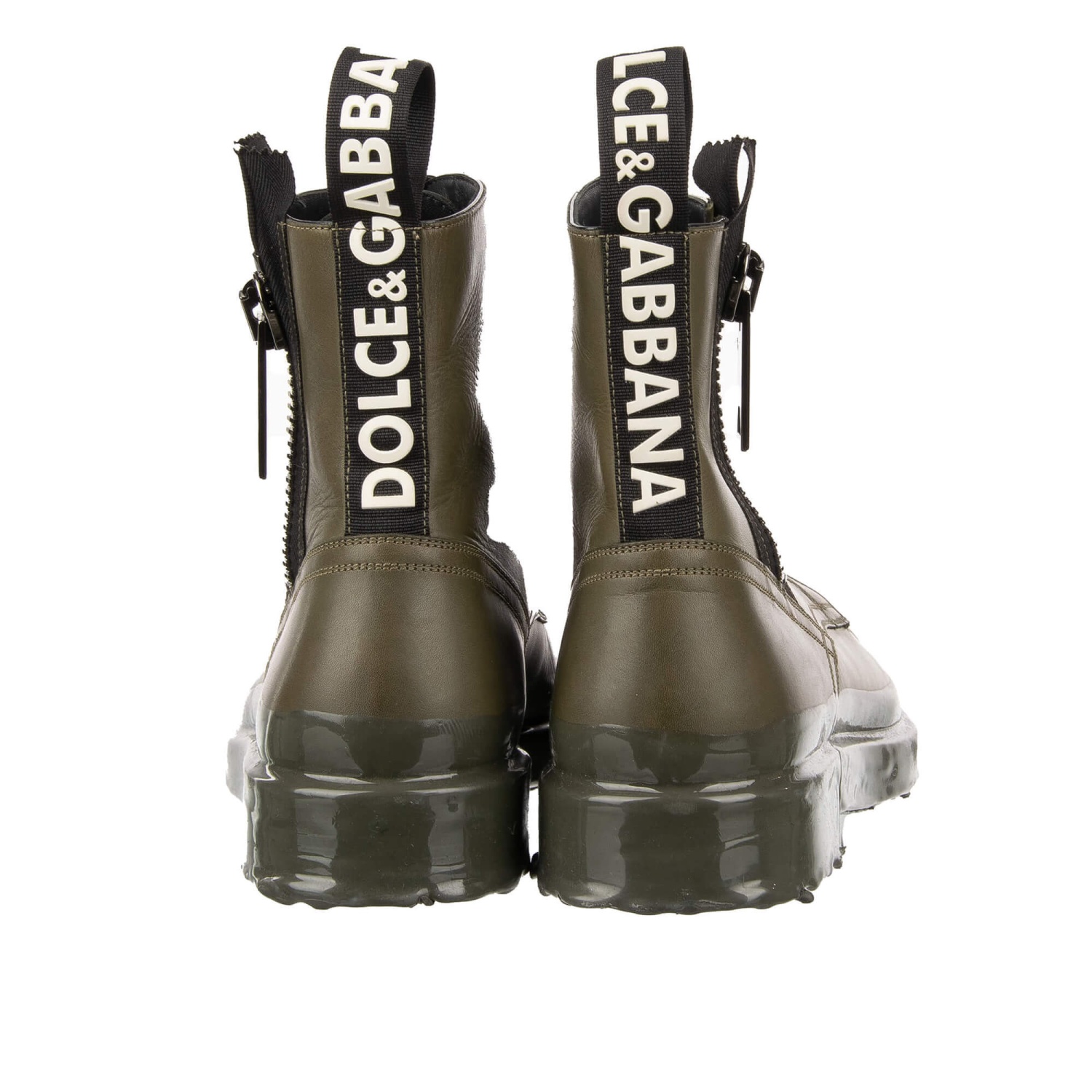 DOLCE & GABBANA DG Logo Ankle Boots Shoes FIRENZE Military Green