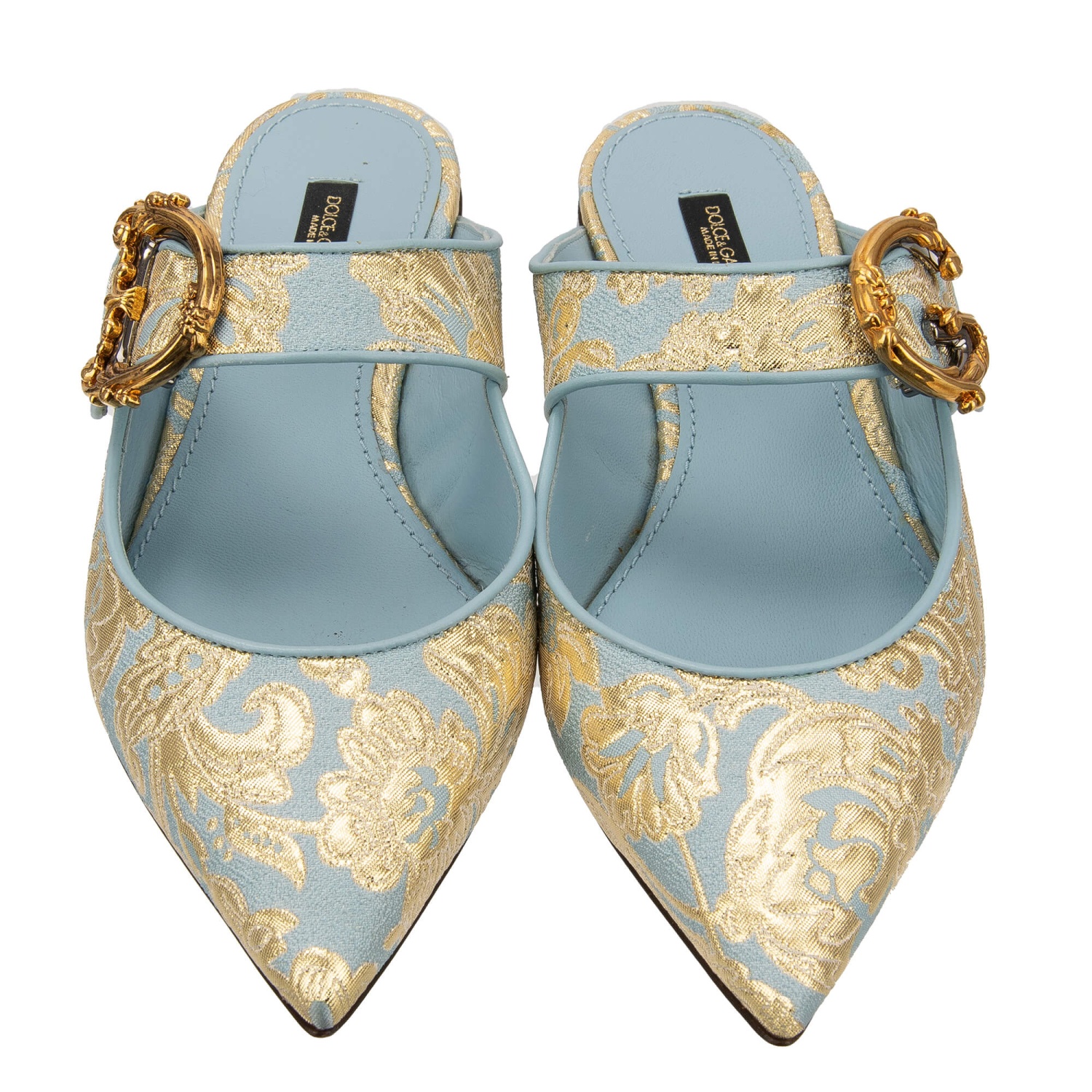 DOLCE & GABBANA DG Logo Baroque Jacquard Mules Loafer Shoes