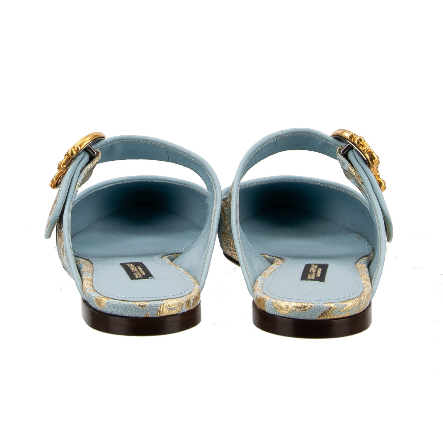 DOLCE & GABBANA DG Logo Baroque Jacquard Mules Loafer Shoes