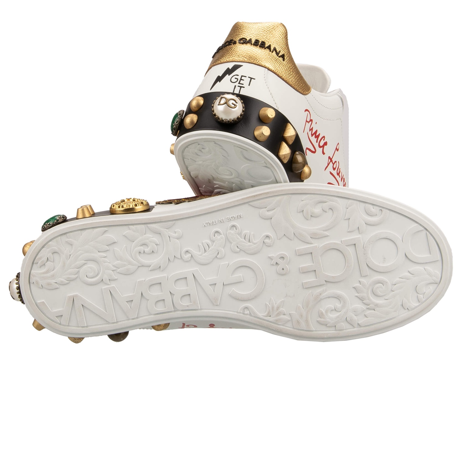 DOLCE & GABBANA DG Logo Heart Pearl Logo Low Top Sneaker