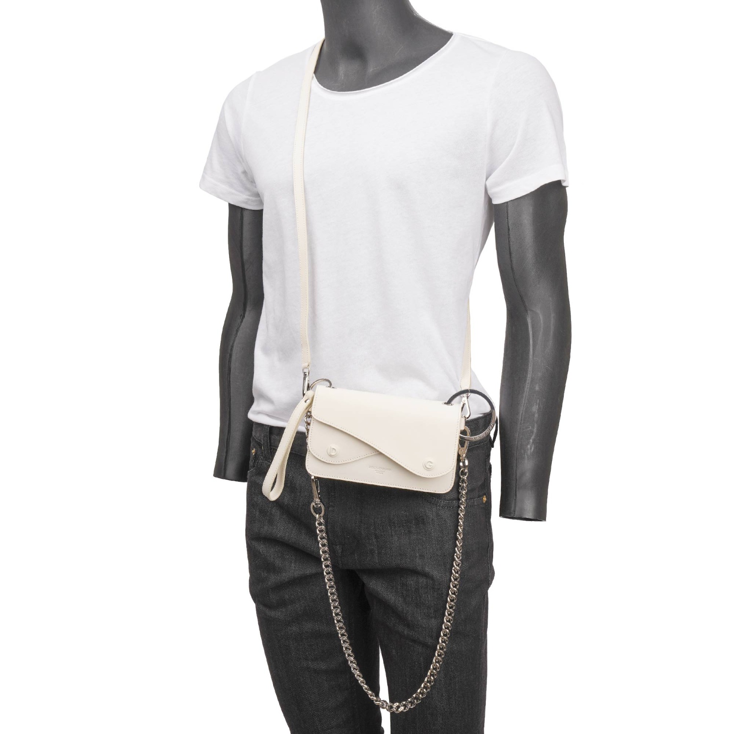 DOLCE & GABBANA DG Logo Leather Crossbody Chain Handle Bag