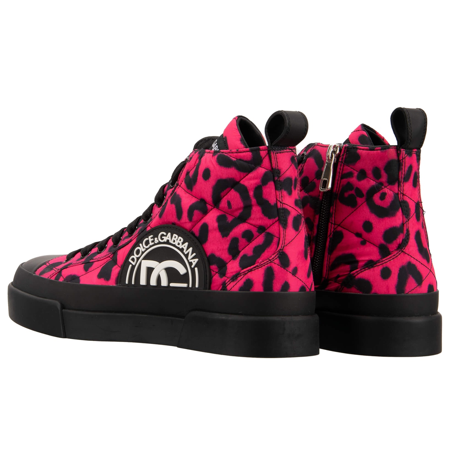 DOLCE & GABBANA DG Logo Leopard High Top Sneaker Boots