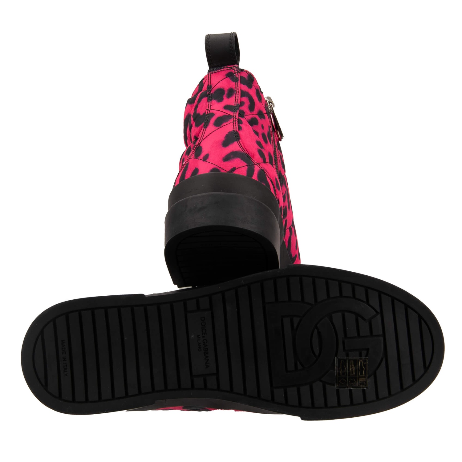 DOLCE & GABBANA DG Logo Leopard High Top Sneaker Boots