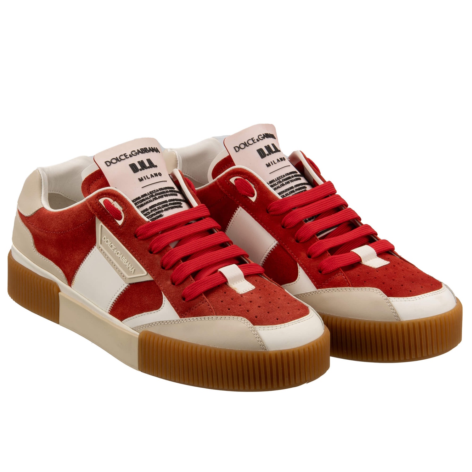 Baskets Basses Dolce & Gabbana Miami – Cuir Rouge – Modèle CS1648 – Neuf Avec Boîte – Fabriqué En Italie