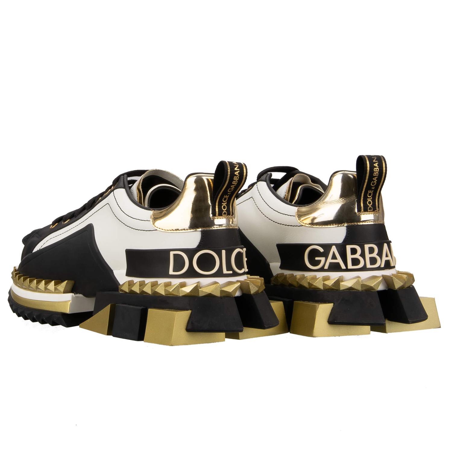 DOLCE & GABBANA DG Logo Men Leather Sneaker SUPER KING Gold