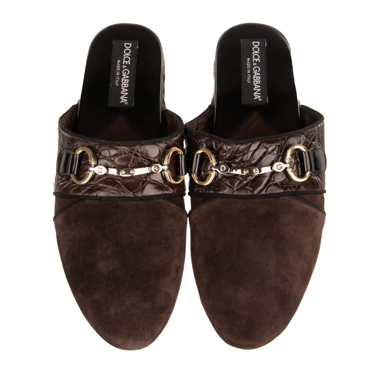 DOLCE & GABBANA DG LOGO ミュール DOLCE & GABBANA DG Logo Metal Buckle Slipper Shoes Brown